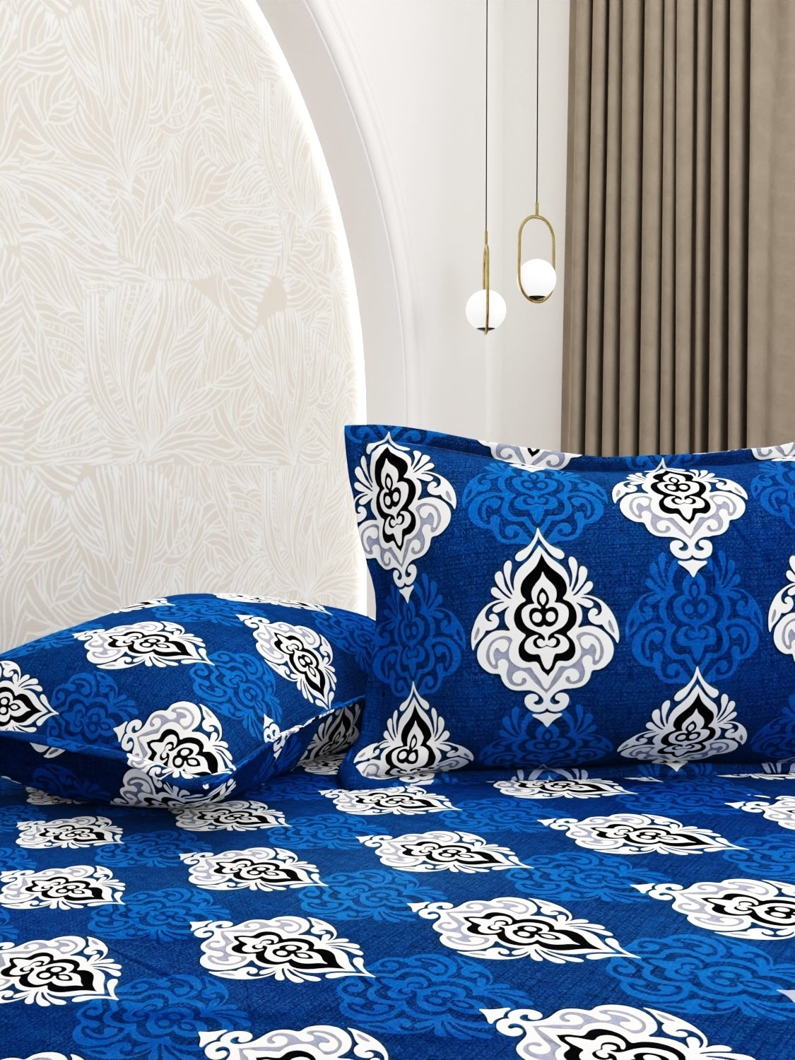 A-4978 - Pure Cotton 180 TC Queen Size Double Bedsheet (228X254) with Two Pillow Covers (43X68)