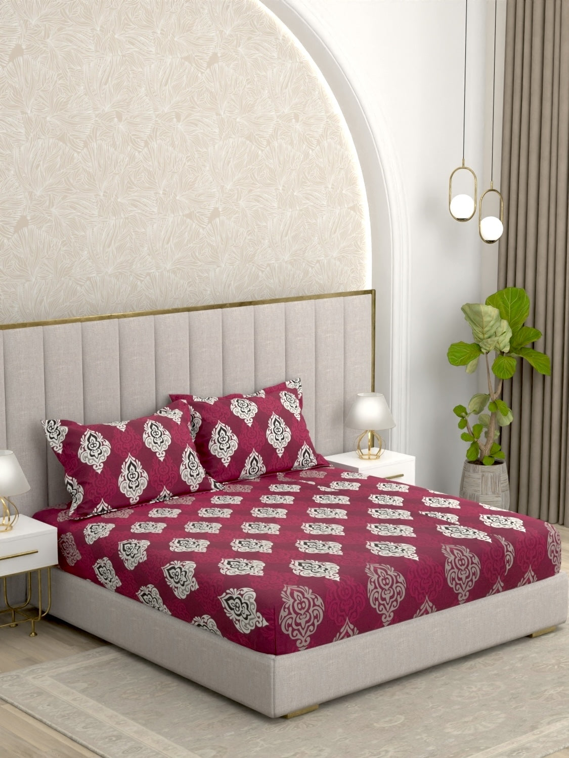 A-4979 - Pure Cotton 180 TC Queen Size Double Bedsheet (228X254) with Two Pillow Covers (43X68)