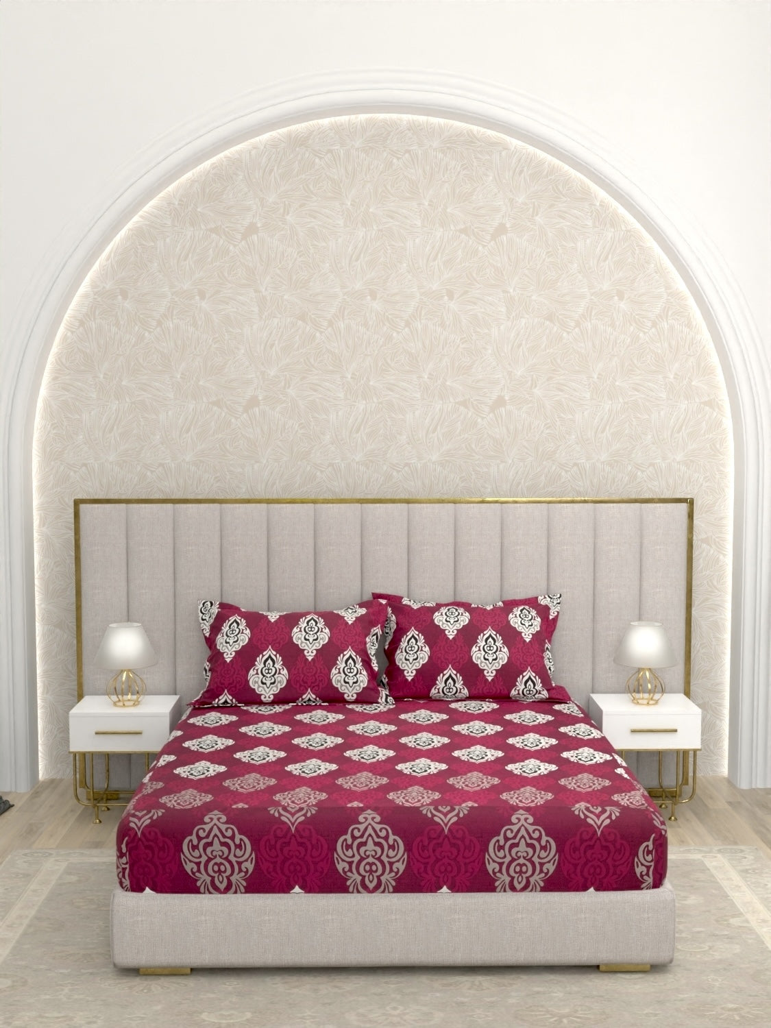 A-4979 - Pure Cotton 180 TC Queen Size Double Bedsheet (228X254) with Two Pillow Covers (43X68)