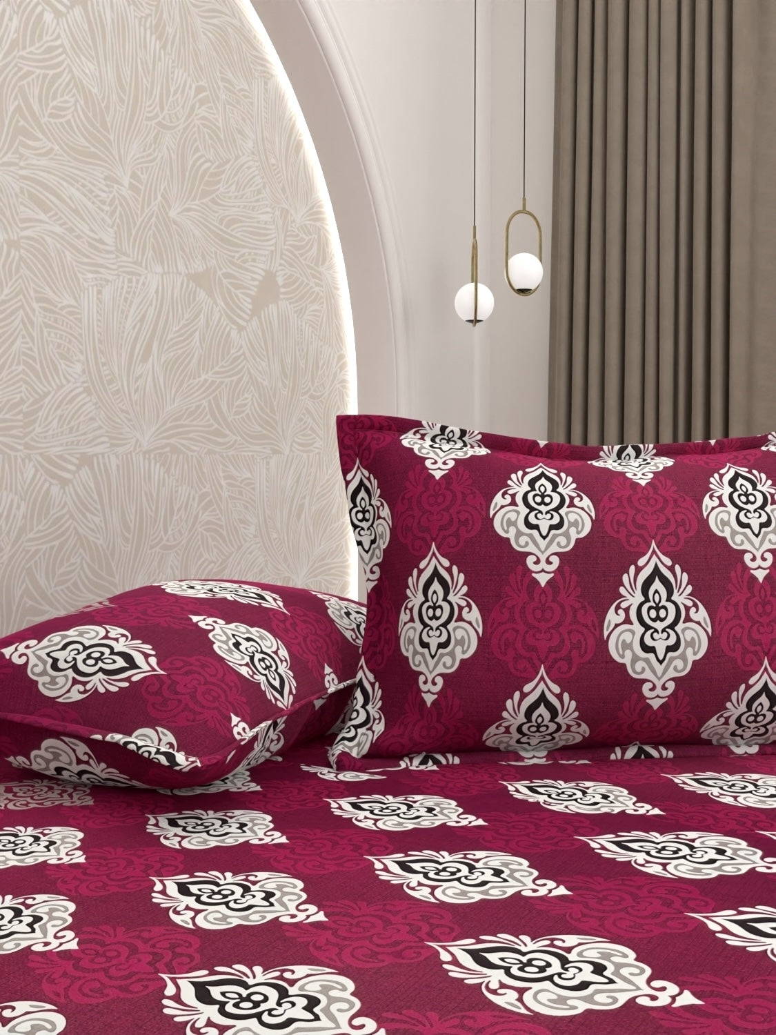 A-4979 - Pure Cotton 180 TC Queen Size Double Bedsheet (228X254) with Two Pillow Covers (43X68)