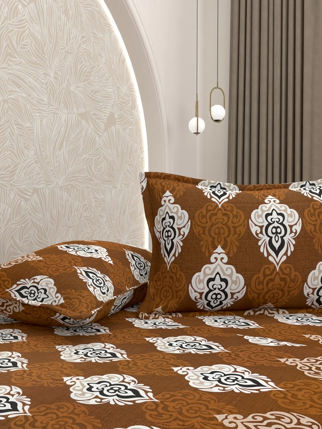 A-4980 - Pure Cotton 180 TC Queen Size Double Bedsheet (228X254) with Two Pillow Covers (43X68)