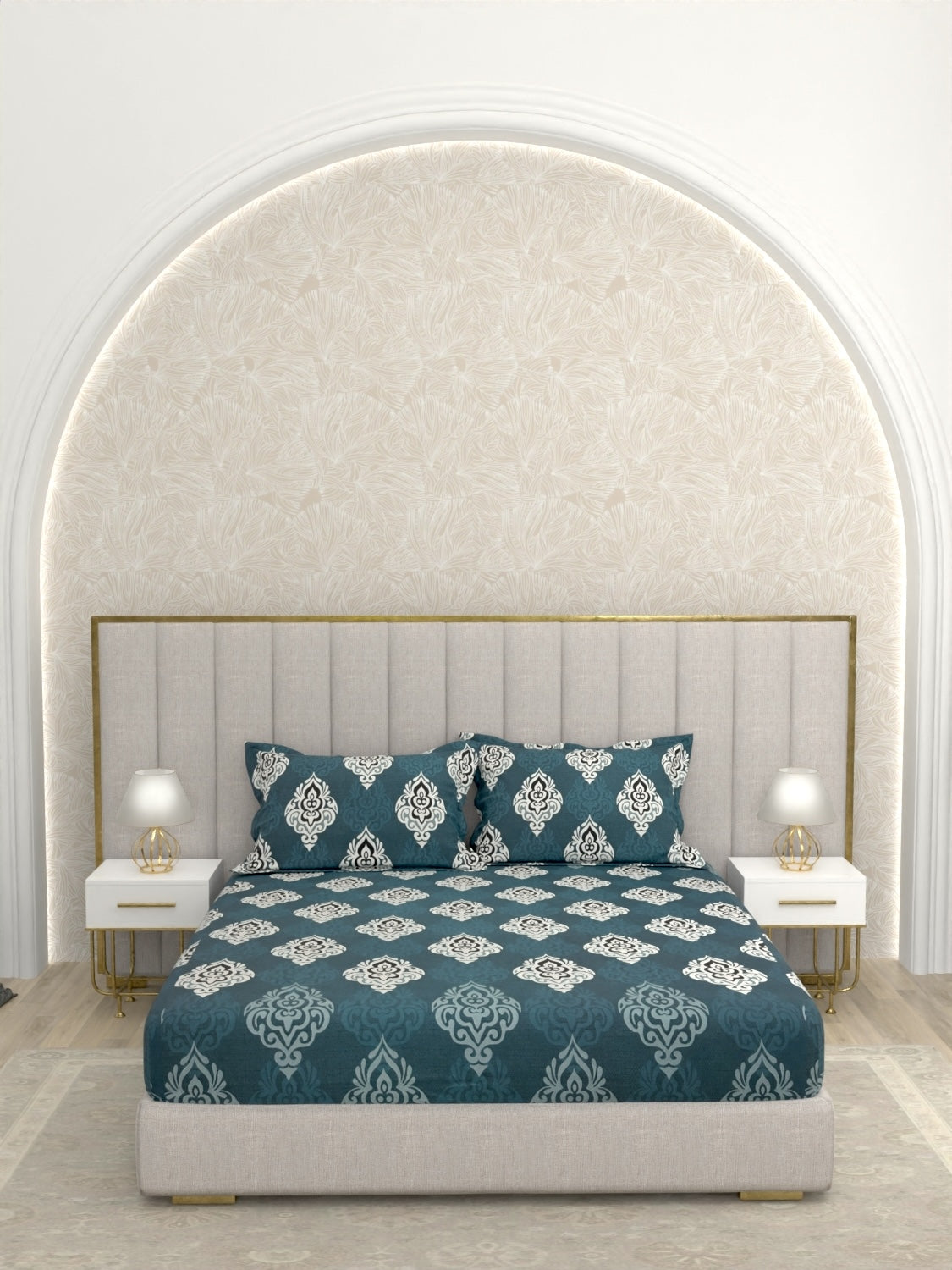 A-4981 - Pure Cotton 180 TC Queen Size Double Bedsheet (228X254) with Two Pillow Covers (43X68)