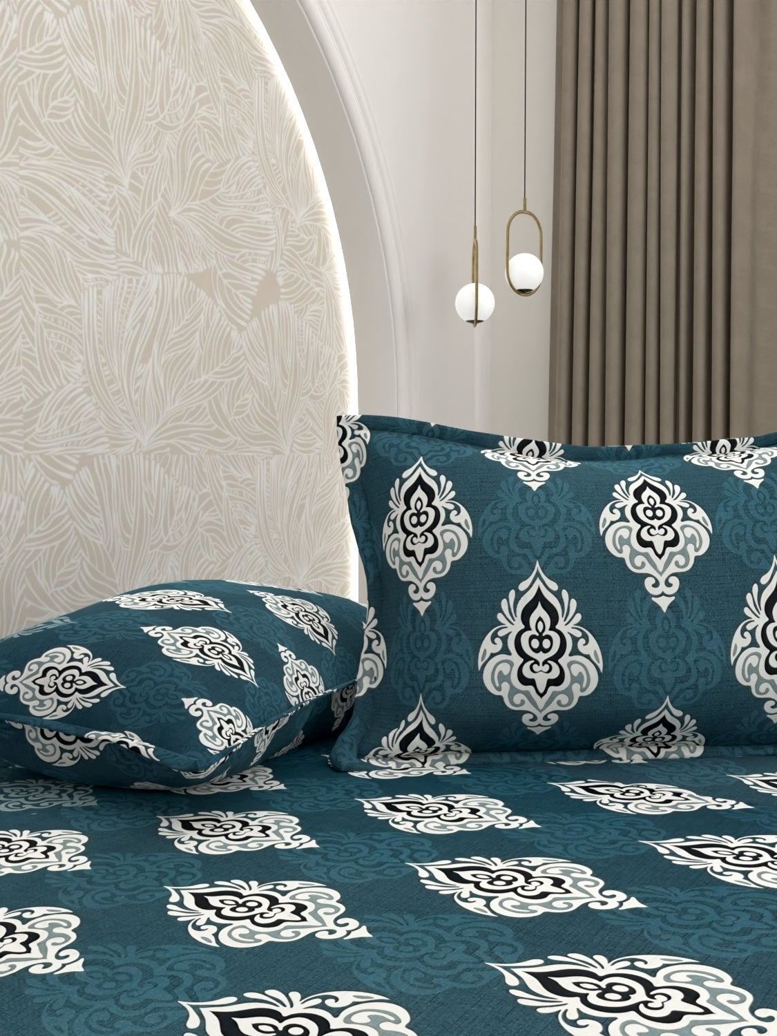 A-4981 - Pure Cotton 180 TC Queen Size Double Bedsheet (228X254) with Two Pillow Covers (43X68)