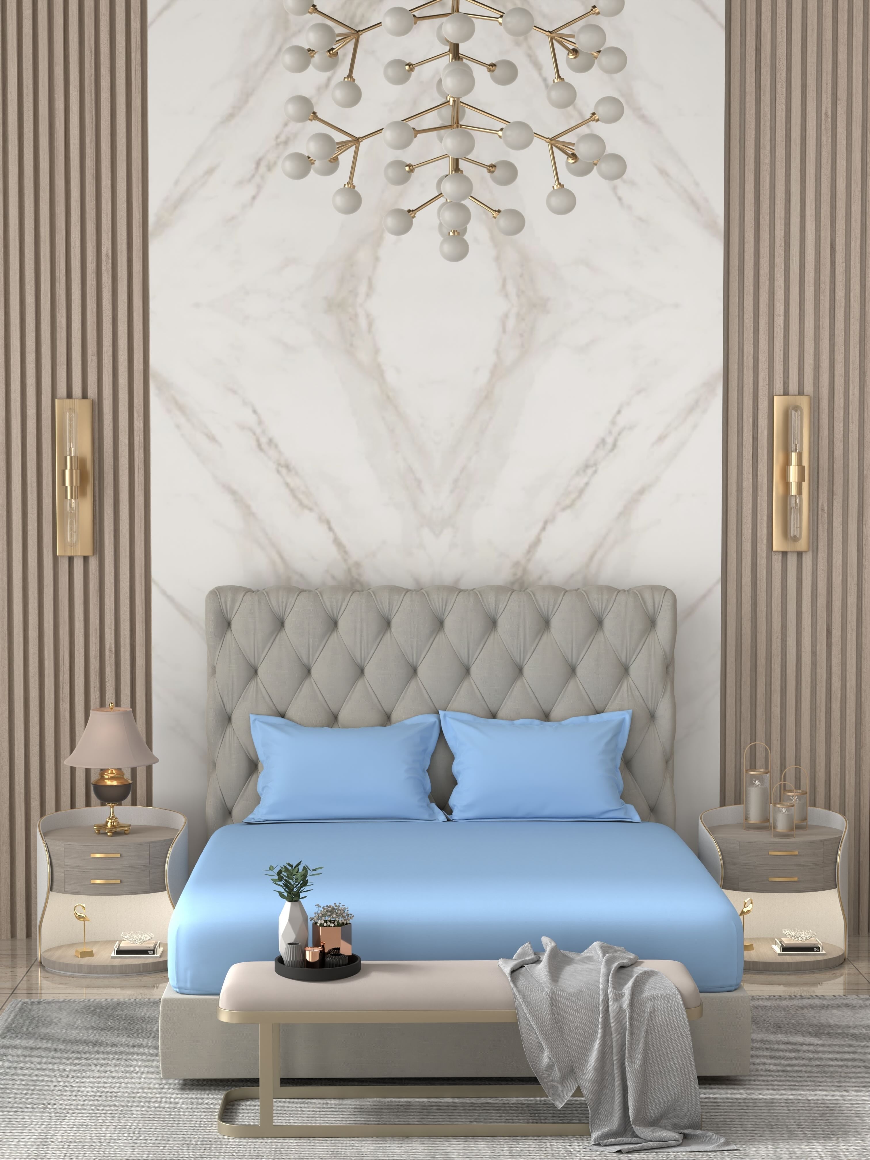 A-4984 - Pure Cotton 400 TC King Size Plain Double Bedsheet (274X274) with Two Pillow Covers (50X76)