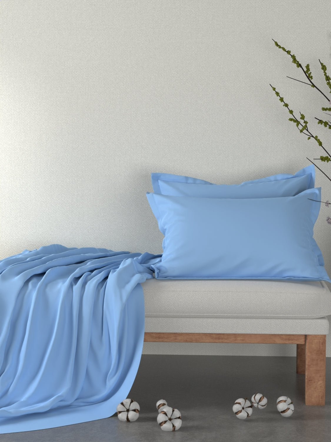 A-4984 - Pure Cotton 400 TC King Size Plain Double Bedsheet (274X274) with Two Pillow Covers (50X76)
