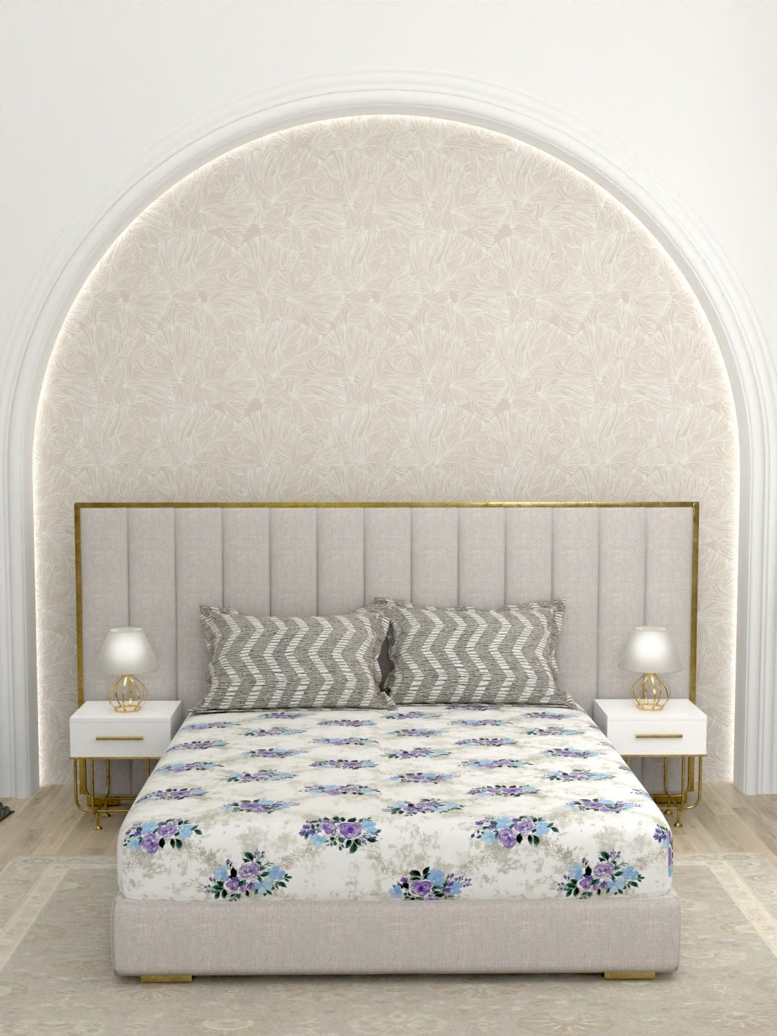 A-4999 - Pure Cotton 180 TC Queen Size Double Bedsheet (228X254) with Two Pillow Covers