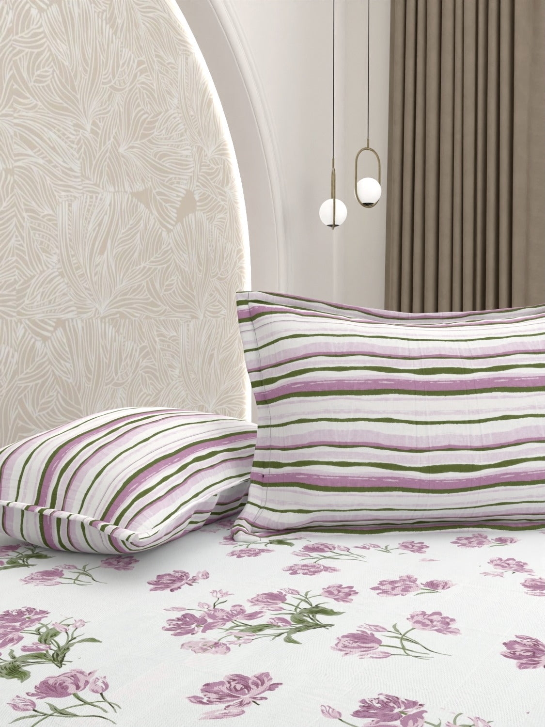 A-5045 - Pure Cotton 180 TC King Size Double Bedsheet (254X274) with Two Pillow Covers (43X69)