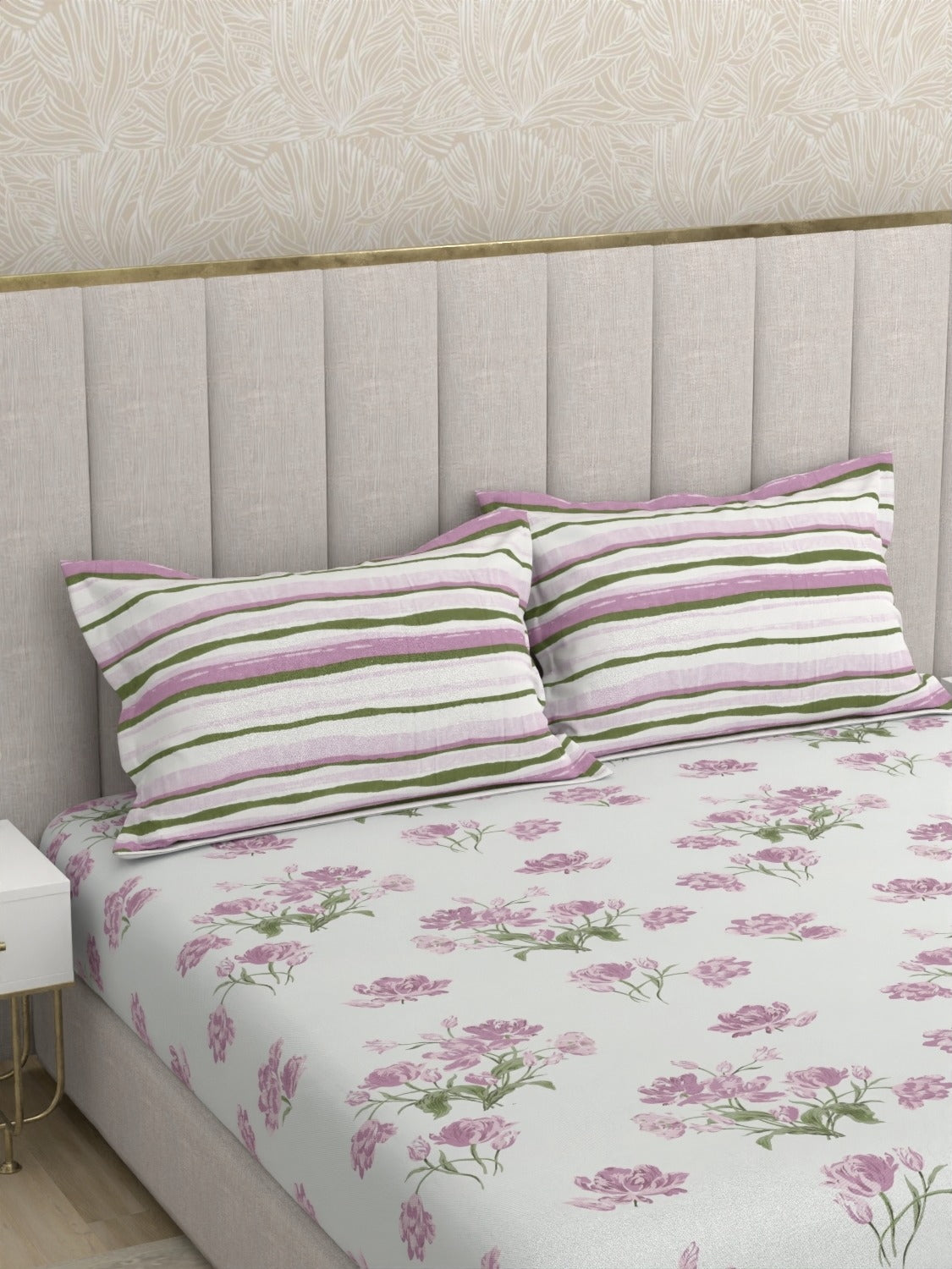 A-5045 - Pure Cotton 180 TC King Size Double Bedsheet (254X274) with Two Pillow Covers (43X69)