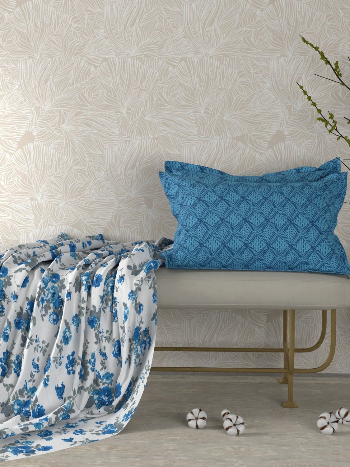 A-5046 - Pure Cotton 180 TC King Size Double Bedsheet (254X274) with Two Pillow Covers (43X69)