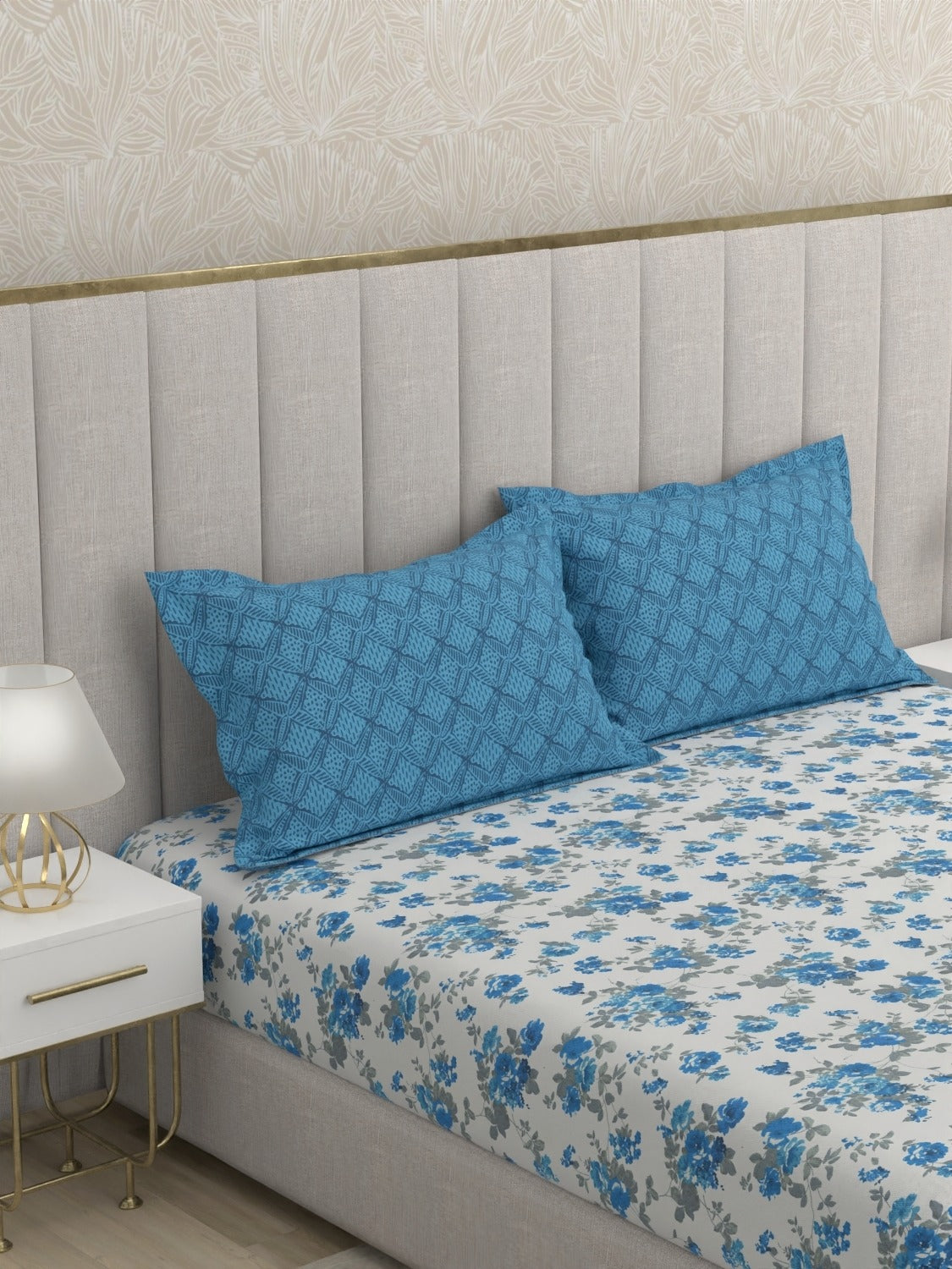 A-5046 - Pure Cotton 180 TC King Size Double Bedsheet (254X274) with Two Pillow Covers (43X69)