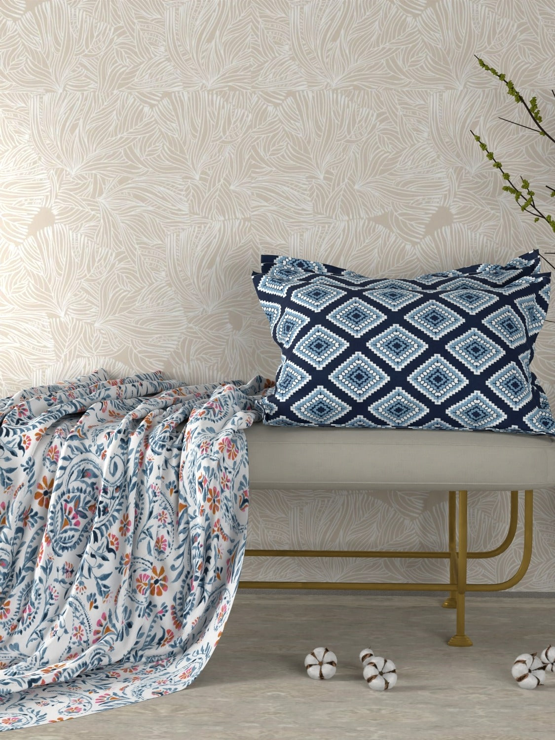 A-5047 - Pure Cotton 180 TC King Size Double Bedsheet (254X274) with Two Pillow Covers (43X69)