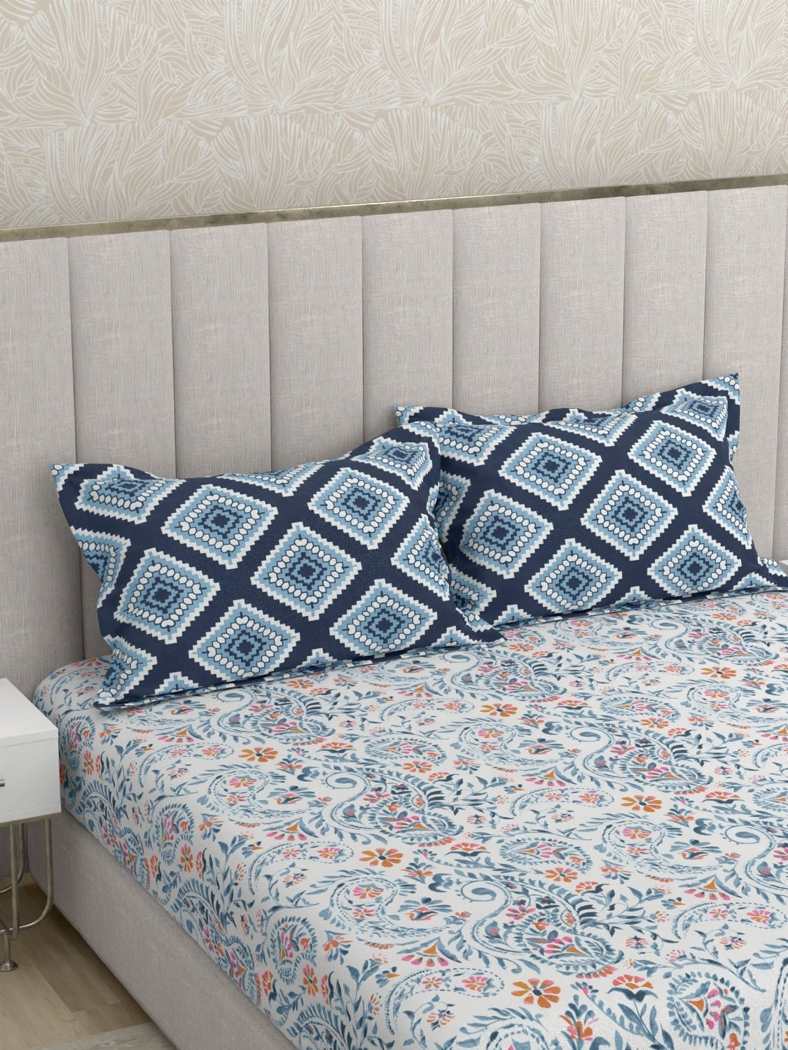 A-5047 - Pure Cotton 180 TC King Size Double Bedsheet (254X274) with Two Pillow Covers (43X69)