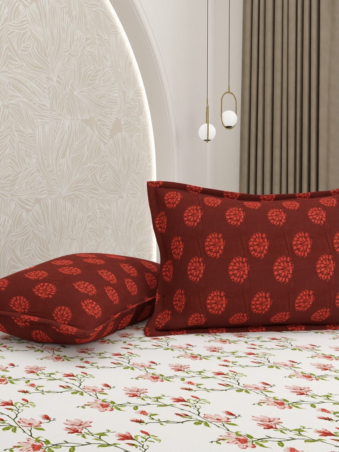 A-5048 - Pure Cotton 180 TC King Size Double Bedsheet (254X274) with Two Pillow Covers (43X69)