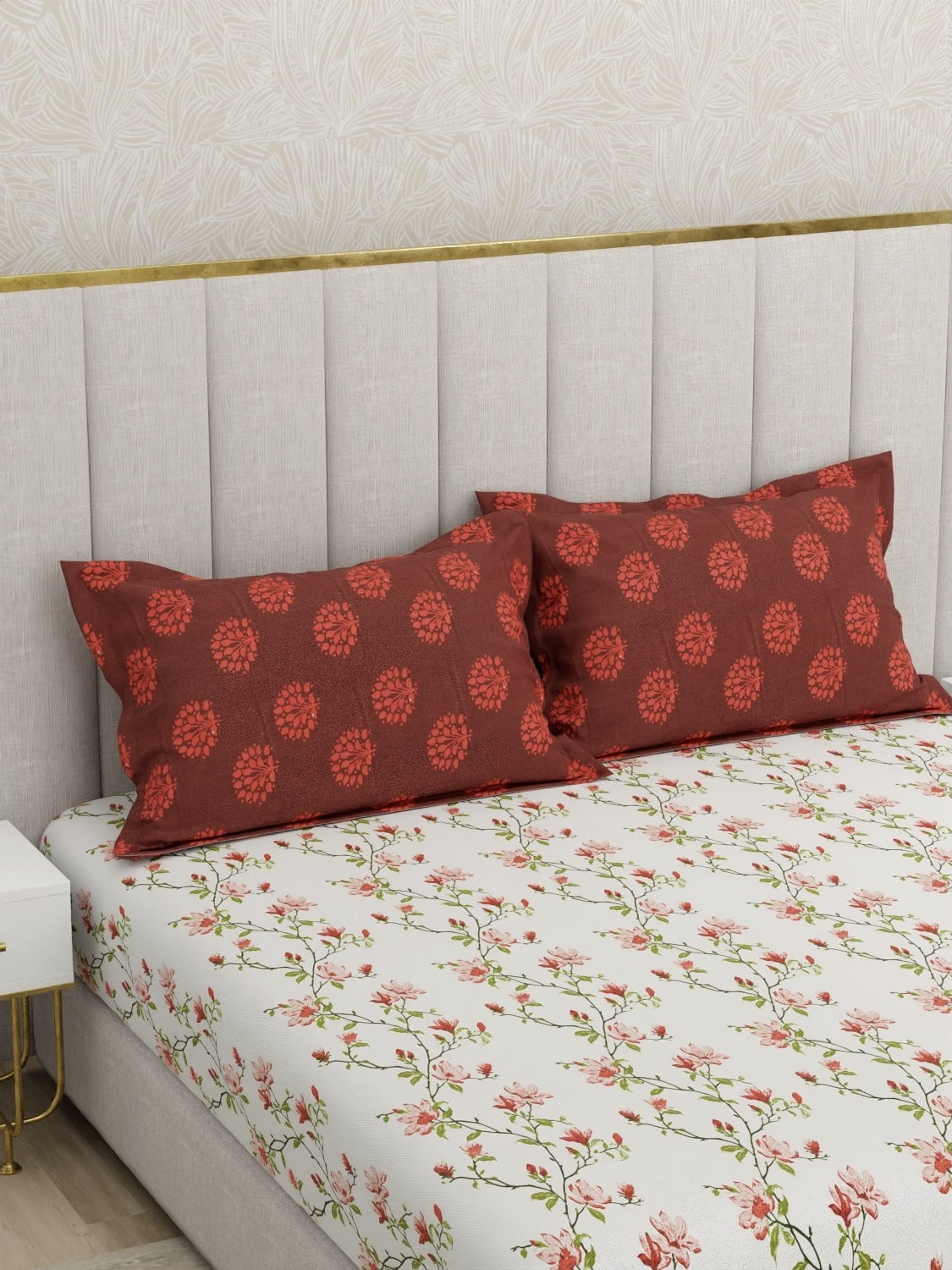 A-5048 - Pure Cotton 180 TC King Size Double Bedsheet (254X274) with Two Pillow Covers (43X69)