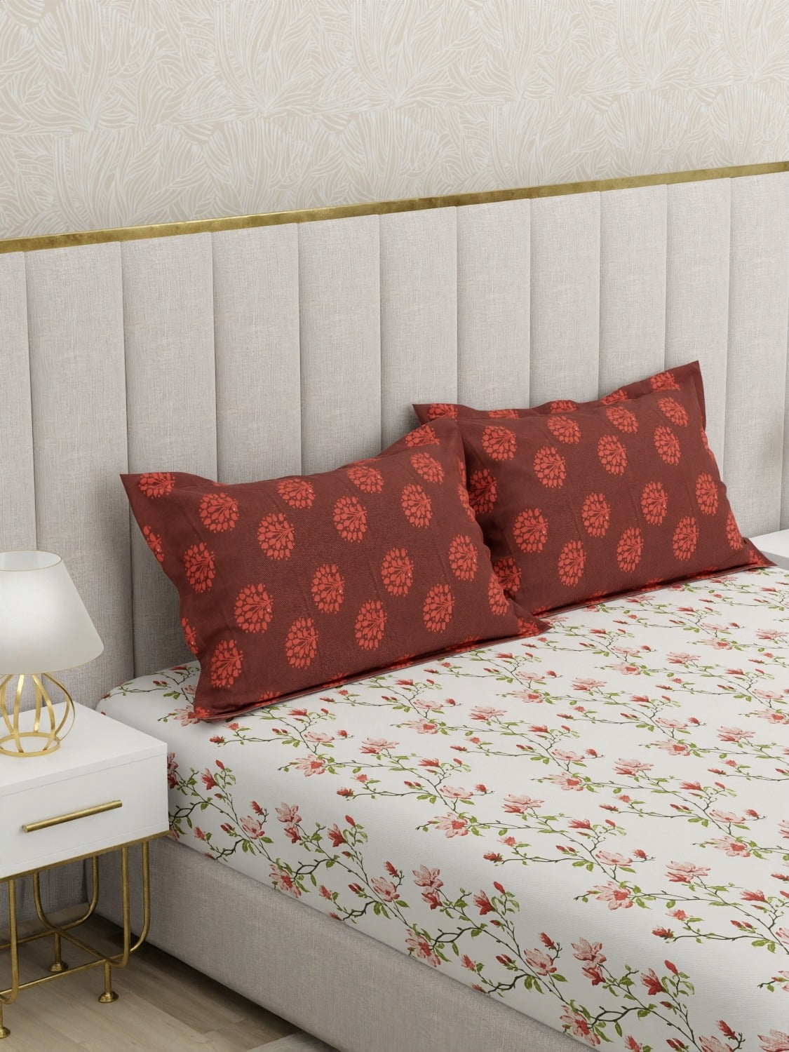 A-5048 - Pure Cotton 180 TC King Size Double Bedsheet (254X274) with Two Pillow Covers (43X69)