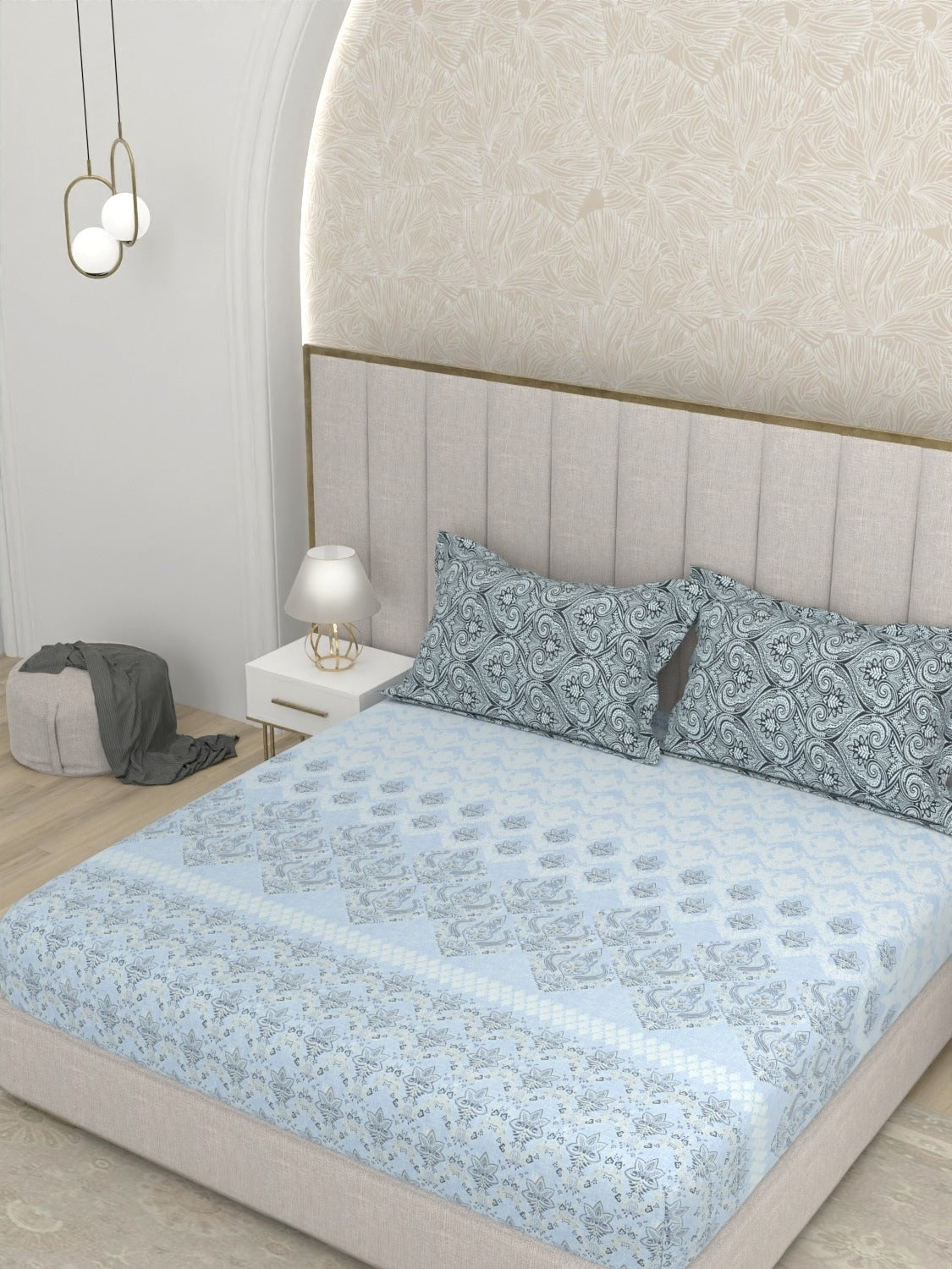 A-5049 - Pure Cotton 180 TC King Size Double Bedsheet (254X274) with Two Pillow Covers (43X69)