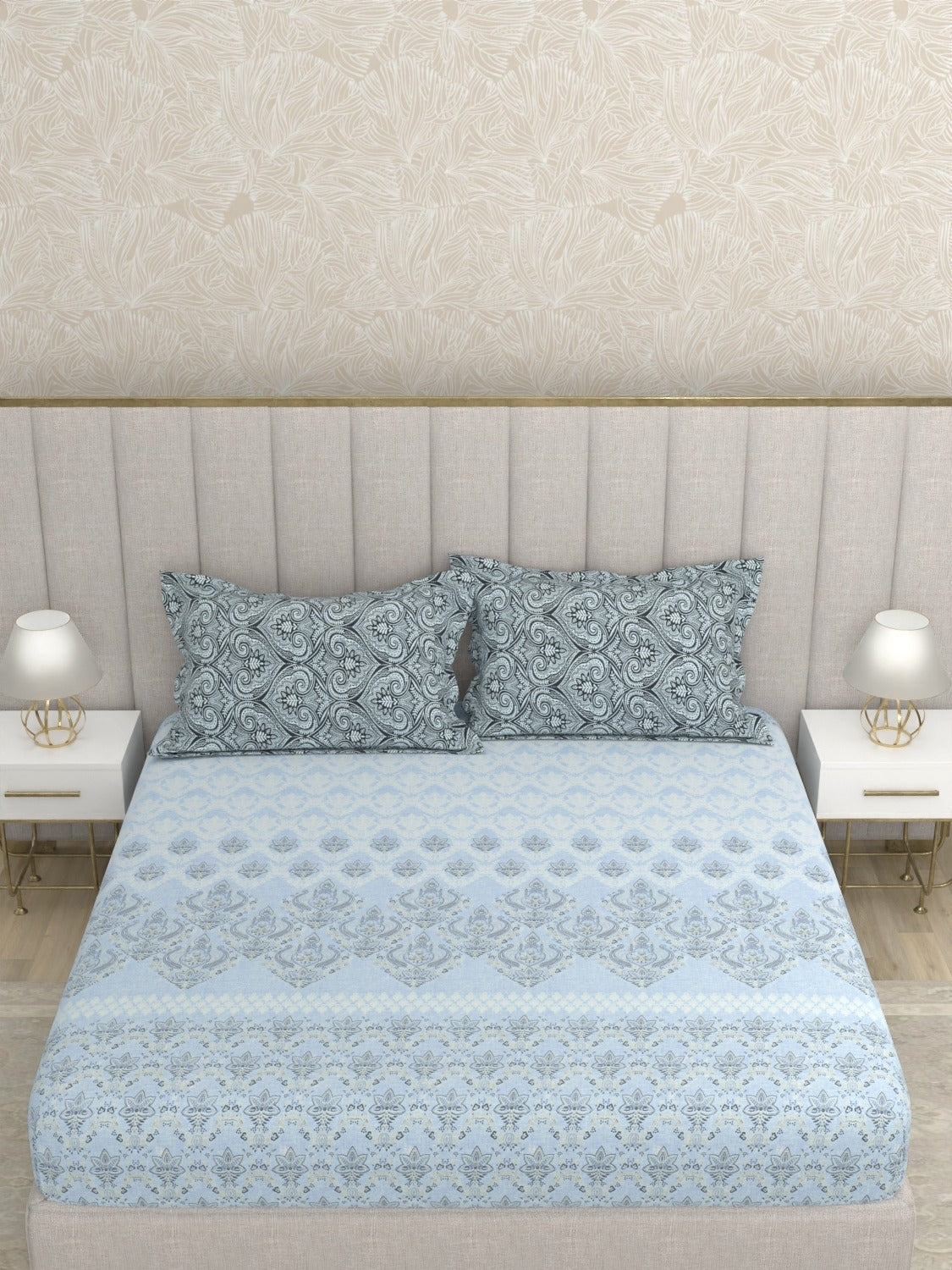 A-5049 - Pure Cotton 180 TC King Size Double Bedsheet (254X274) with Two Pillow Covers (43X69)