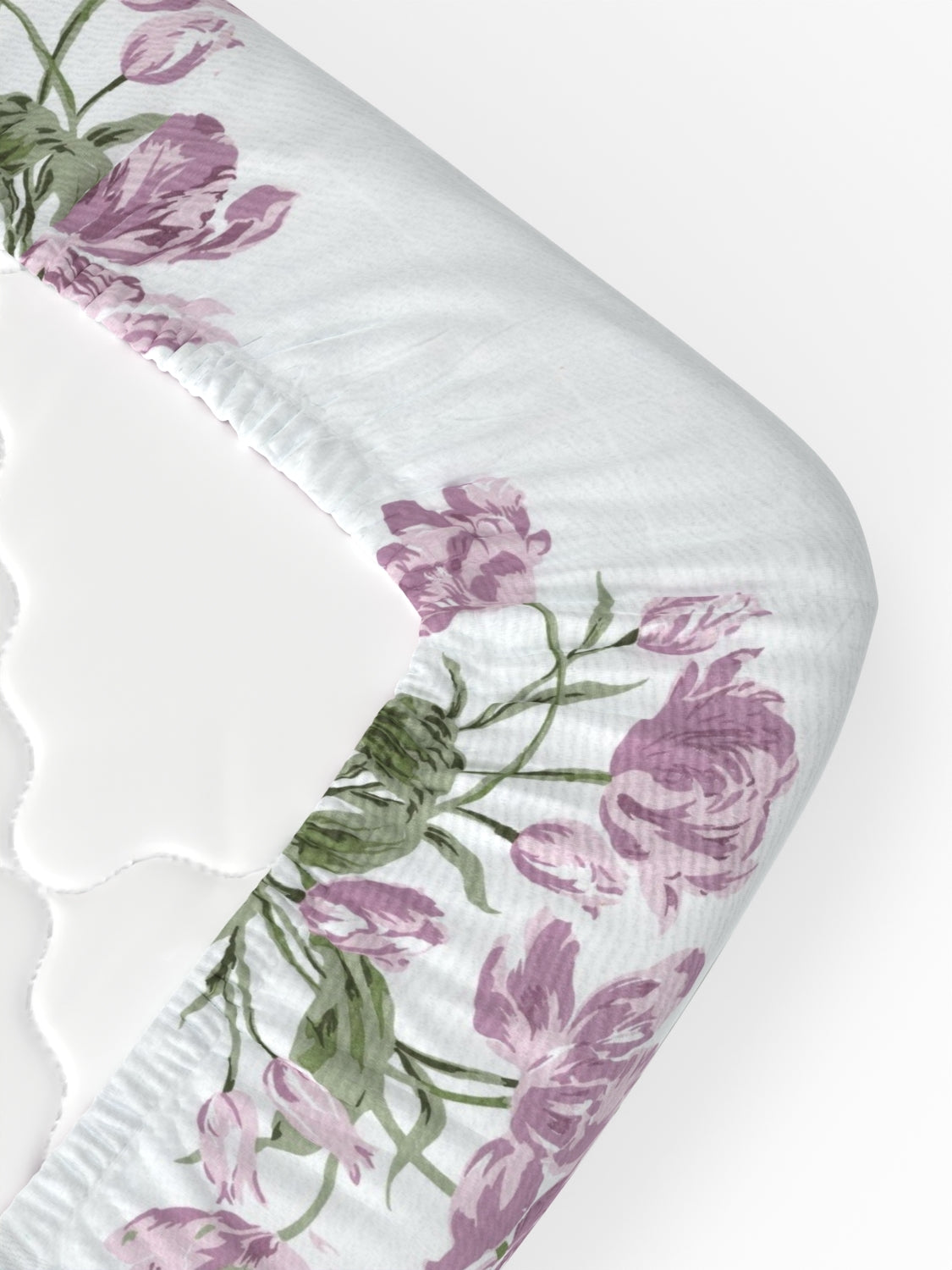 A-5050 - Pure Cotton 180 TC King Size Fitted Bedsheet (183X193) with Two Pillow Covers (43X69)