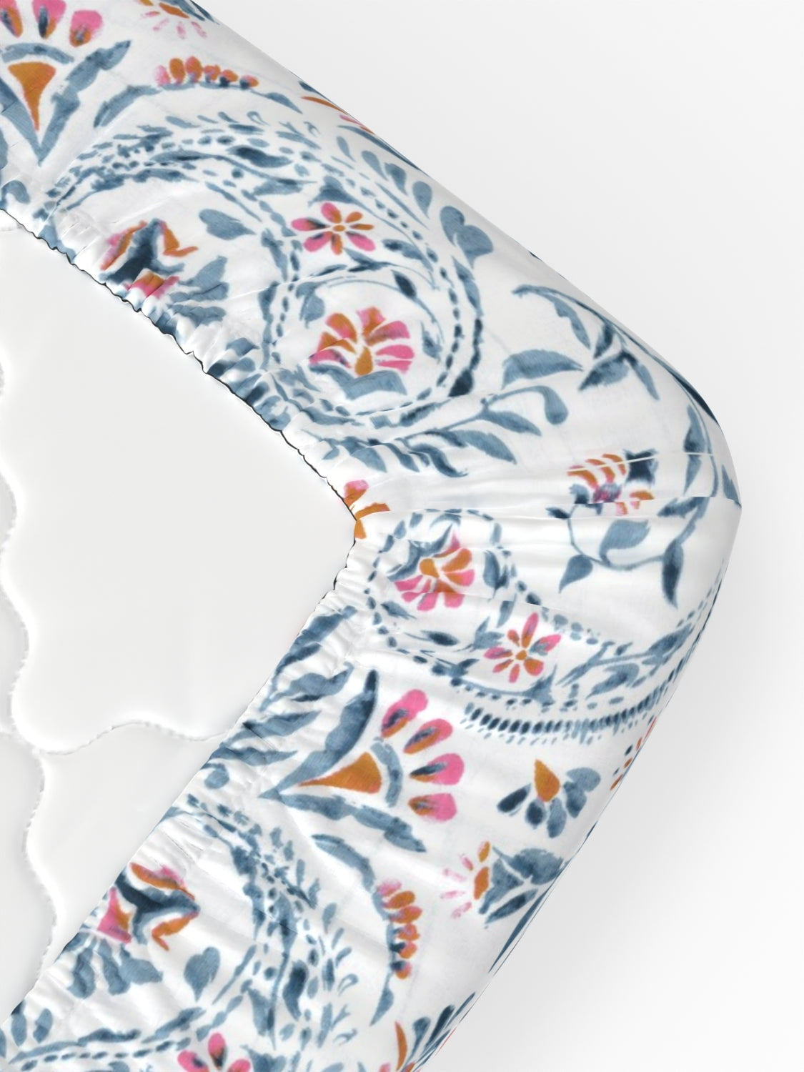 A-5052 - Pure Cotton 180 TC King Size Fitted Bedsheet (183X193) with Two Pillow Covers (43X69)