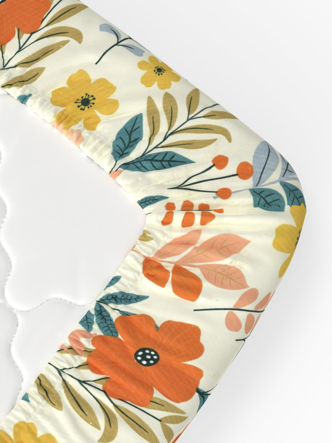 A-5055 - Poly Cotton 130 GSM King Size Fitted Bedsheet (183X198) with Two Pillow Covers (43X69)