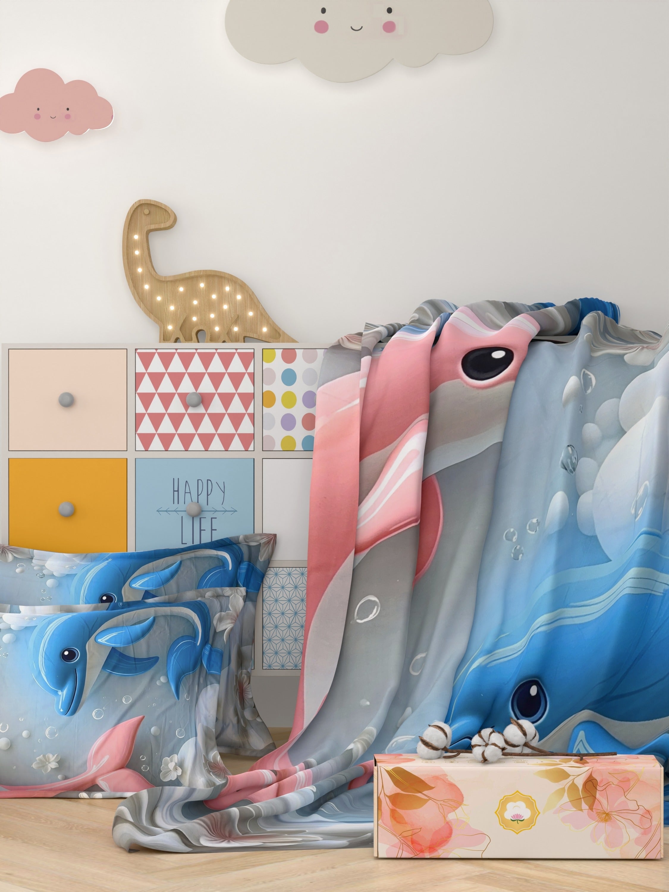 A-5058 - Poly Cotton 130 GSM Queen Size Digital Print Double Bedsheet (228X254) with Two Pillow Covers (43X69)