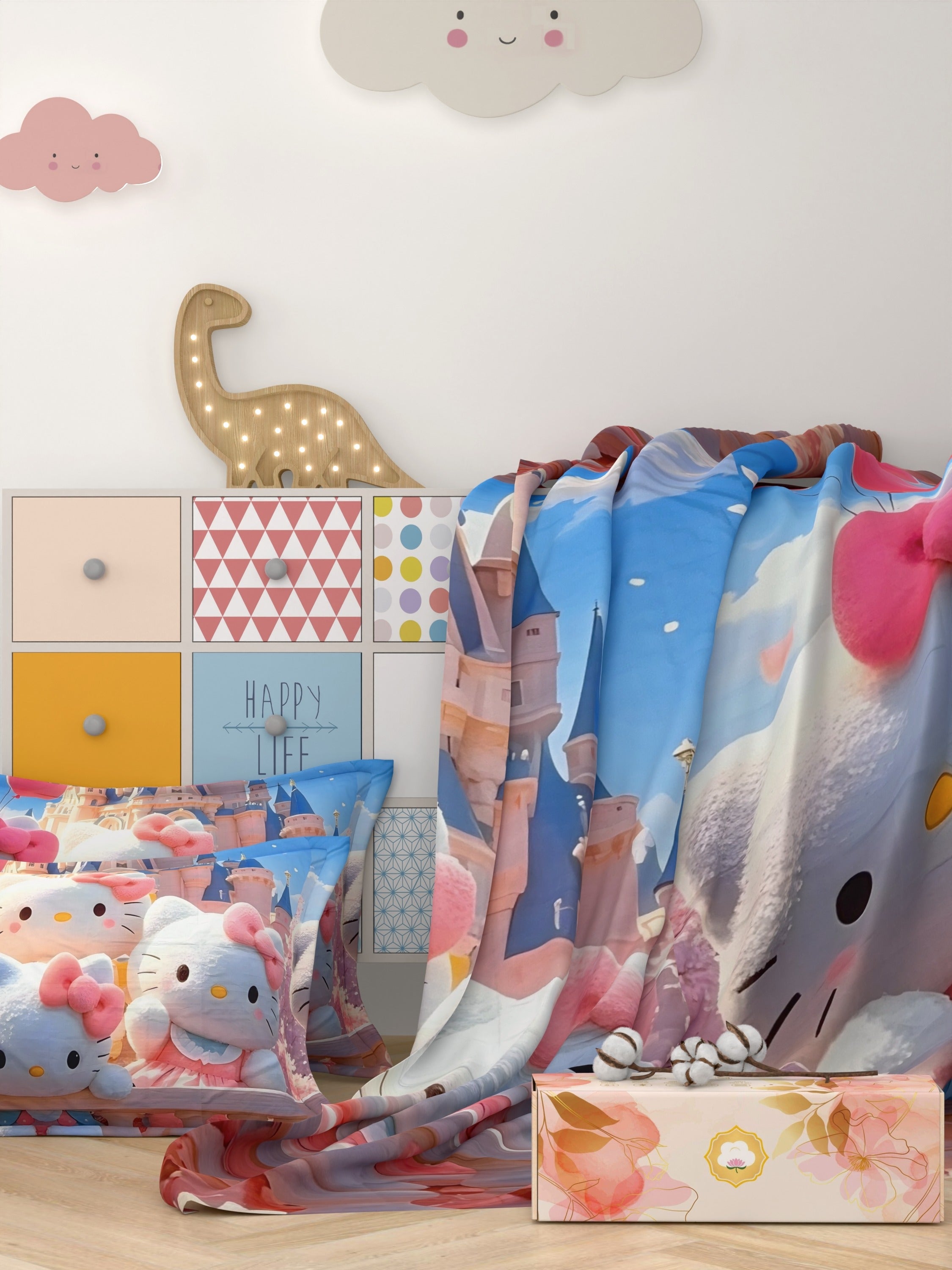 A-5060 - Poly Cotton 130 GSM Queen Size Digital Print Double Bedsheet (228X254) with Two Pillow Covers (43X69)