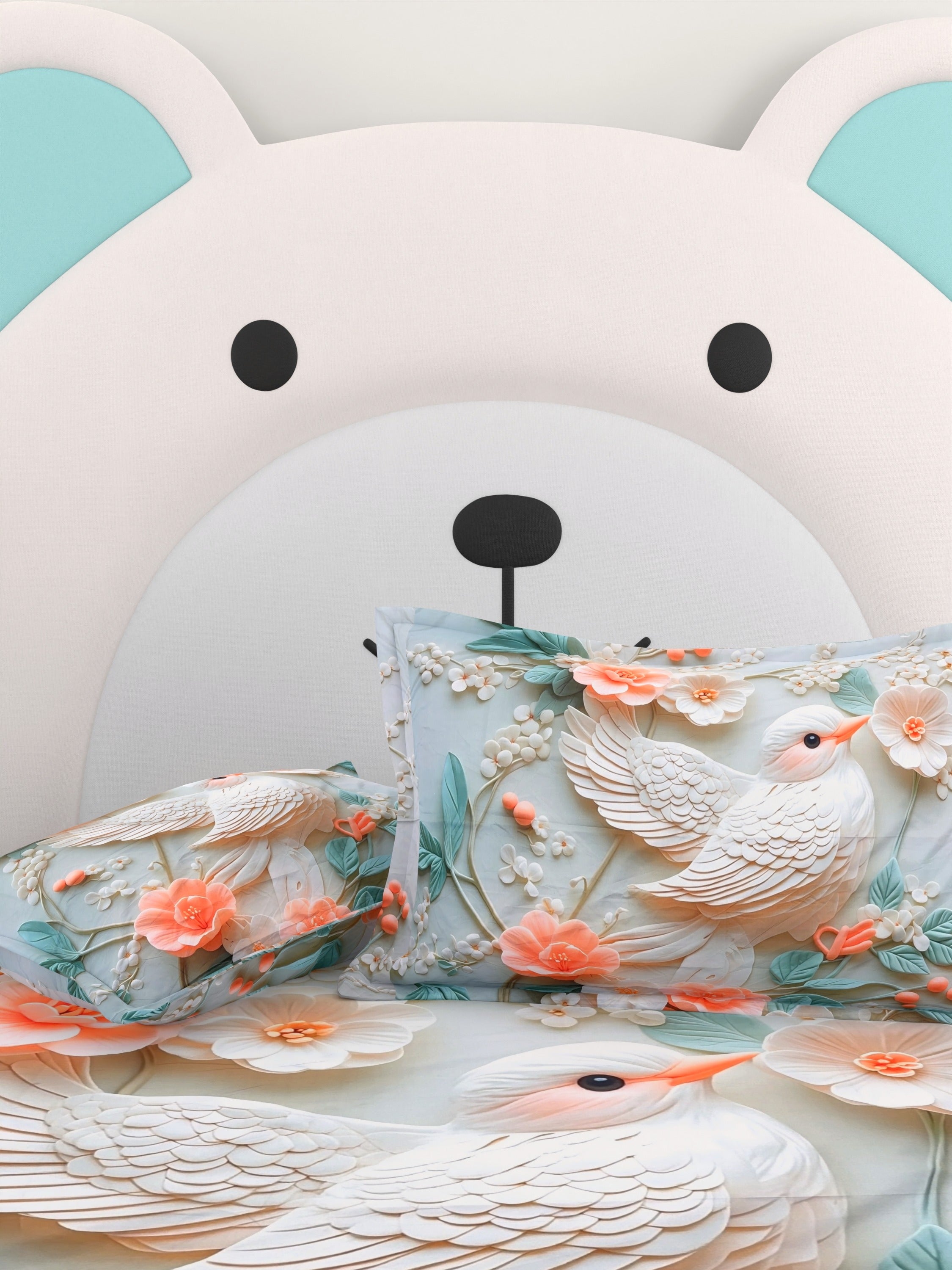 A-5062 - Poly Cotton 130 GSM Queen Size Digital Print Double Bedsheet (228X254) with Two Pillow Covers (43X69)