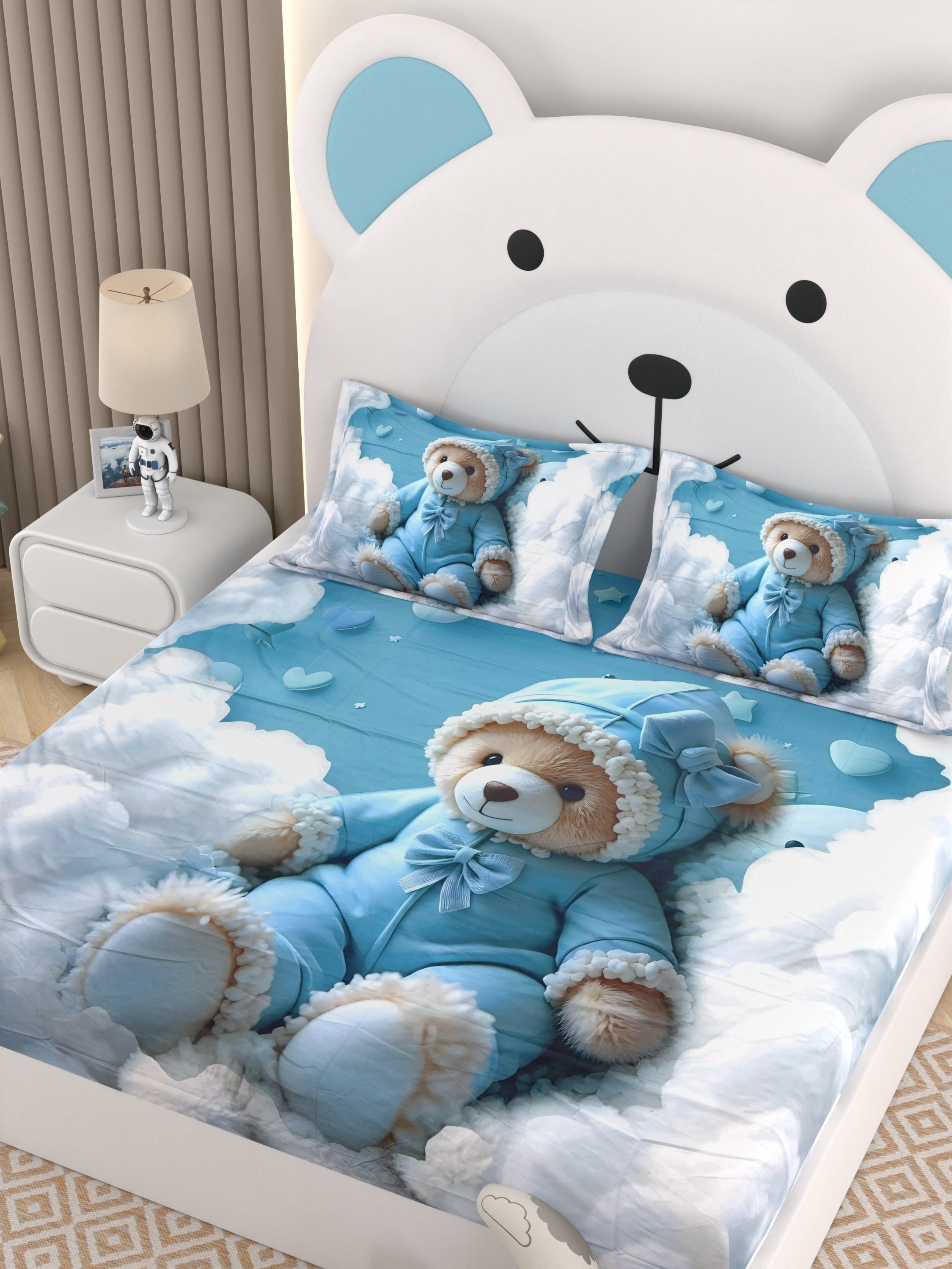 A-5063 - Poly Cotton 130 GSM Queen Size Digital Print Double Bedsheet (228X254) with Two Pillow Covers (43X69)