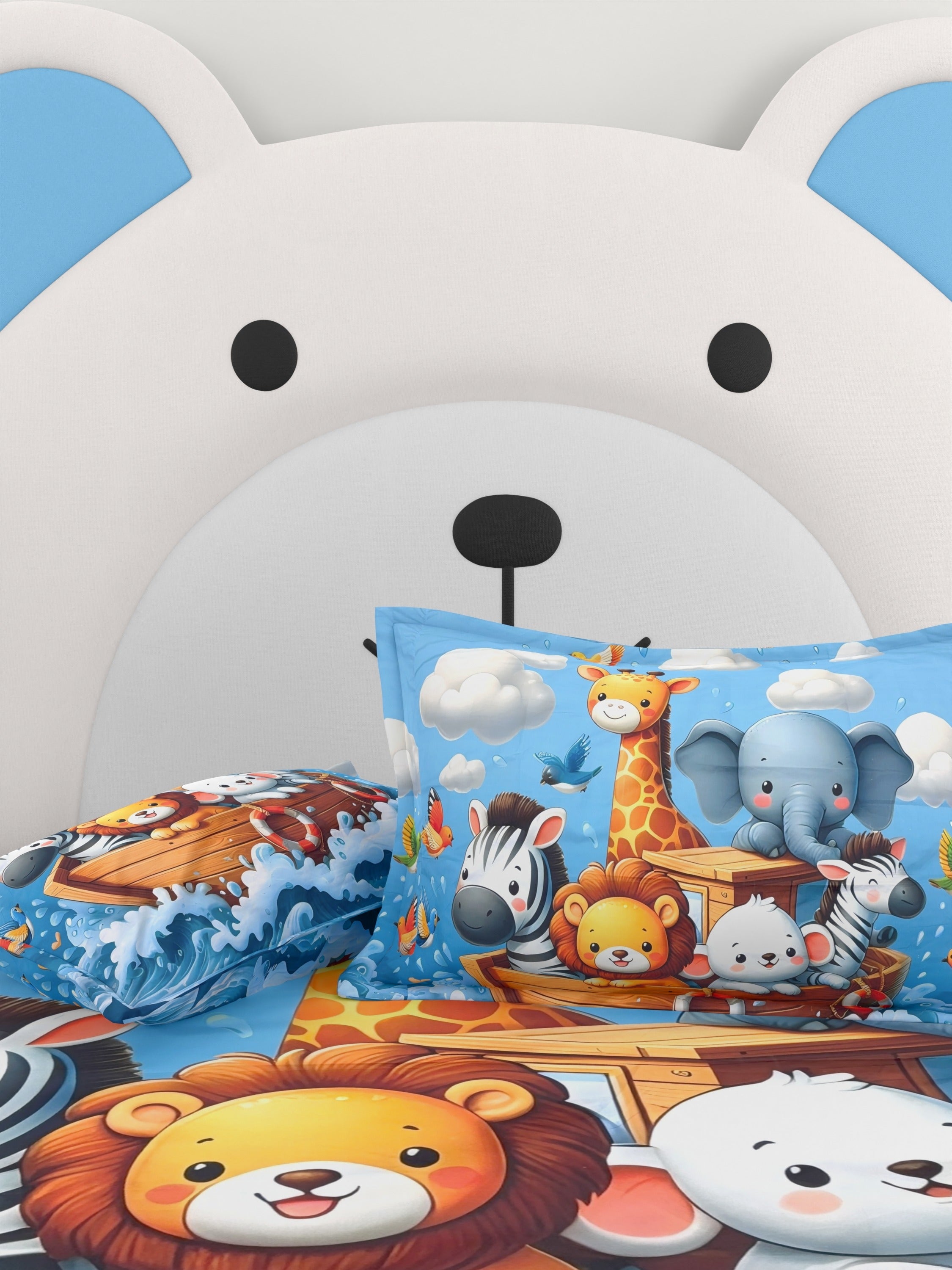 A-5064 - Poly Cotton 130 GSM Queen Size Digital Print Double Bedsheet (228X254) with Two Pillow Covers (43X69)