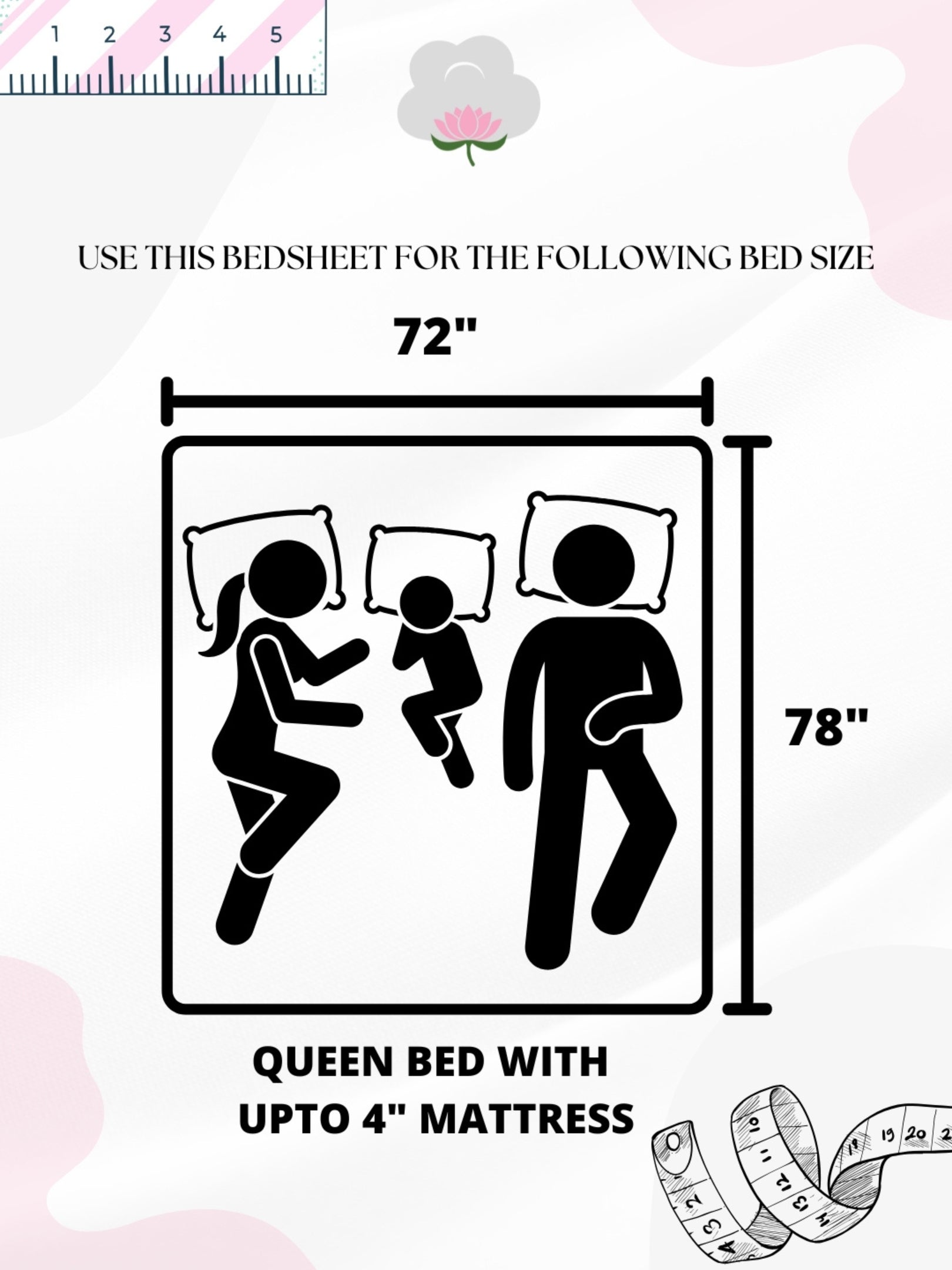 A-5065 - Poly Cotton 130 GSM Queen Size Digital Print Double Bedsheet (228X254) with Two Pillow Covers (43X69)