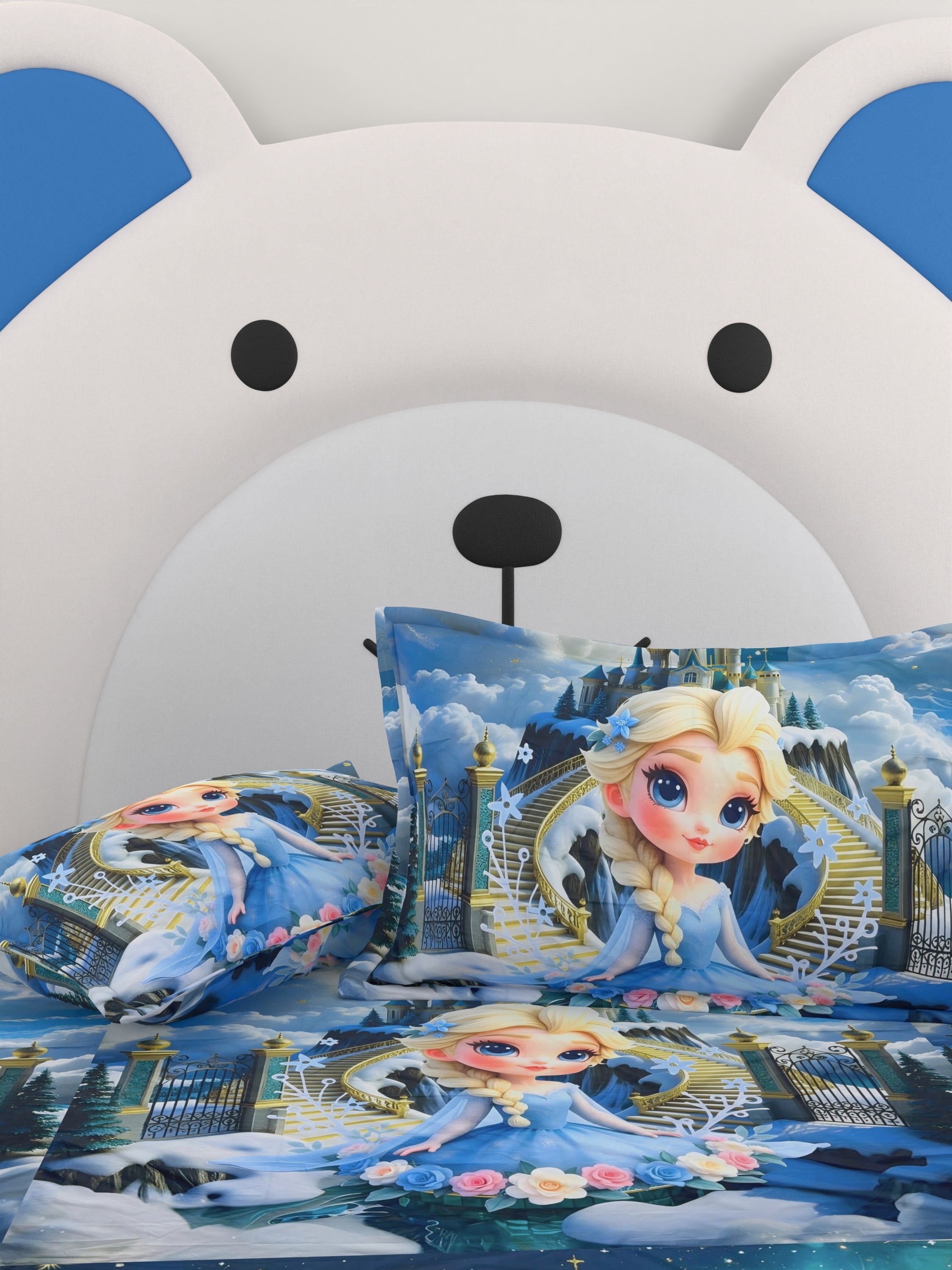 A-5067 - Poly Cotton 130 GSM Queen Size Digital Print Double Bedsheet (228X254) with Two Pillow Covers (43X69)