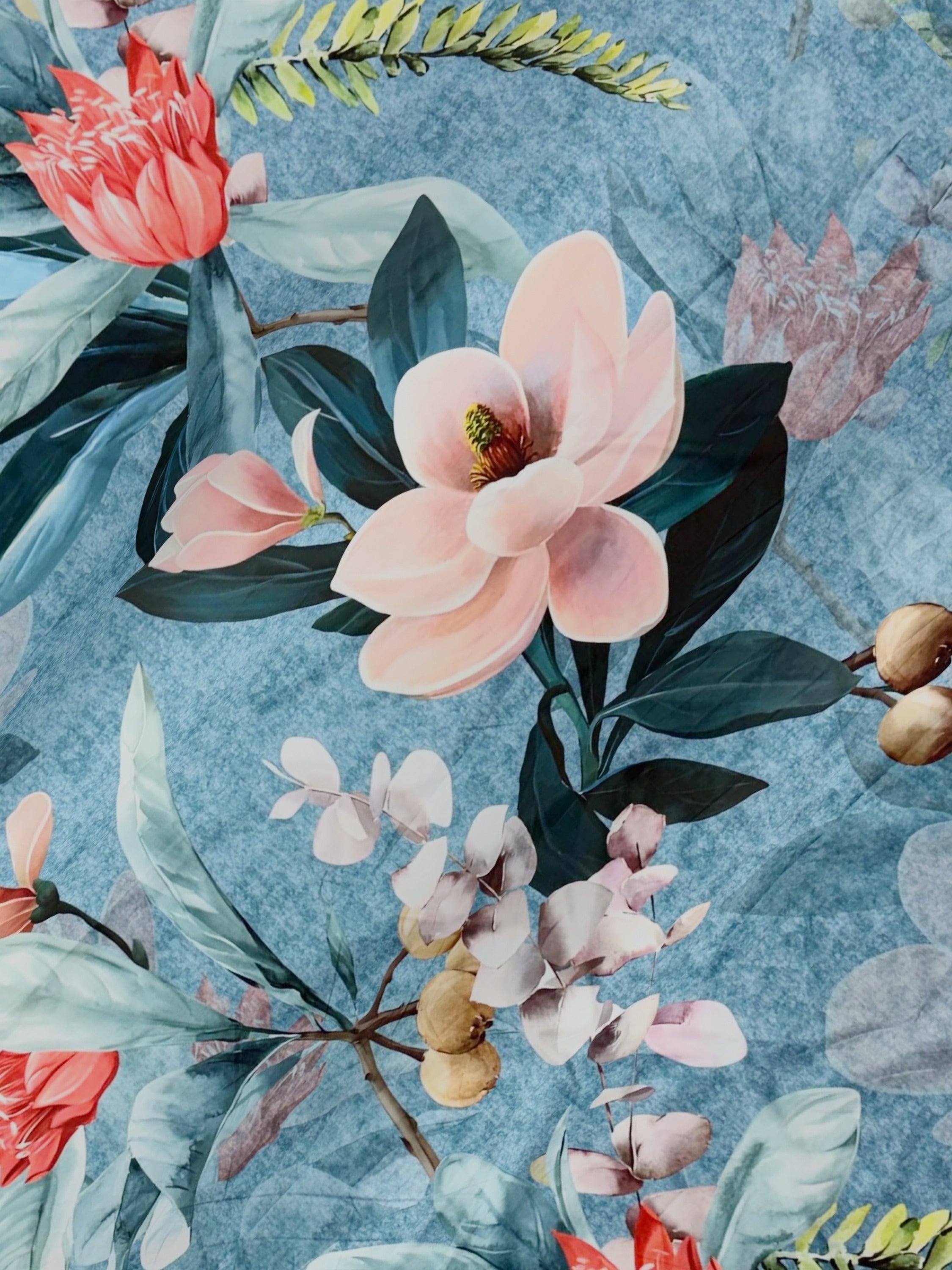 A-5072 - Poly Cotton 130 GSM Queen Size Digital Print Double Bedsheet (228X254) with Two Pillow Covers (43X69)