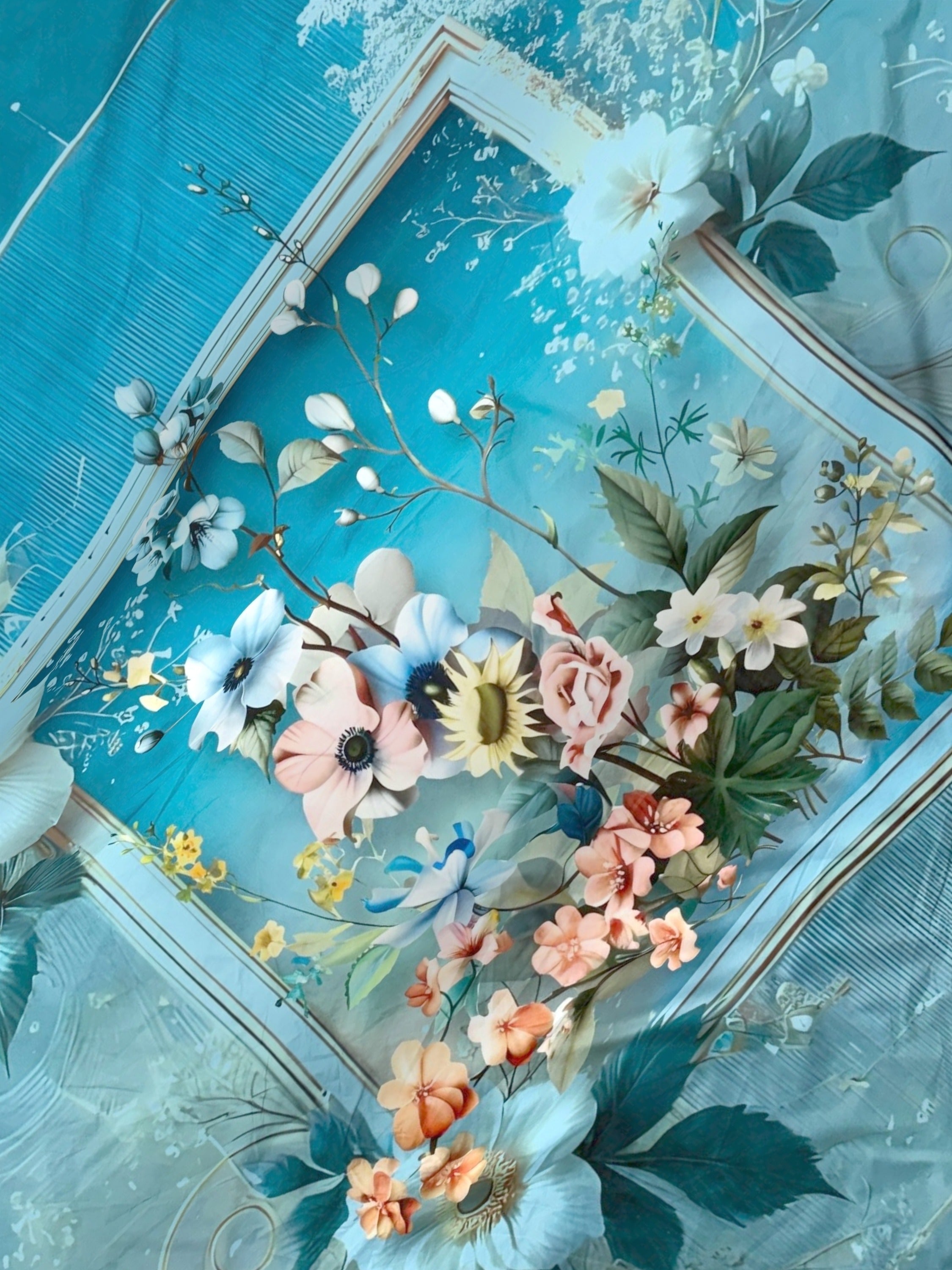 A-5073 - Poly Cotton 130 GSM Queen Size Digital Print Double Bedsheet (228X254) with Two Pillow Covers (43X69)