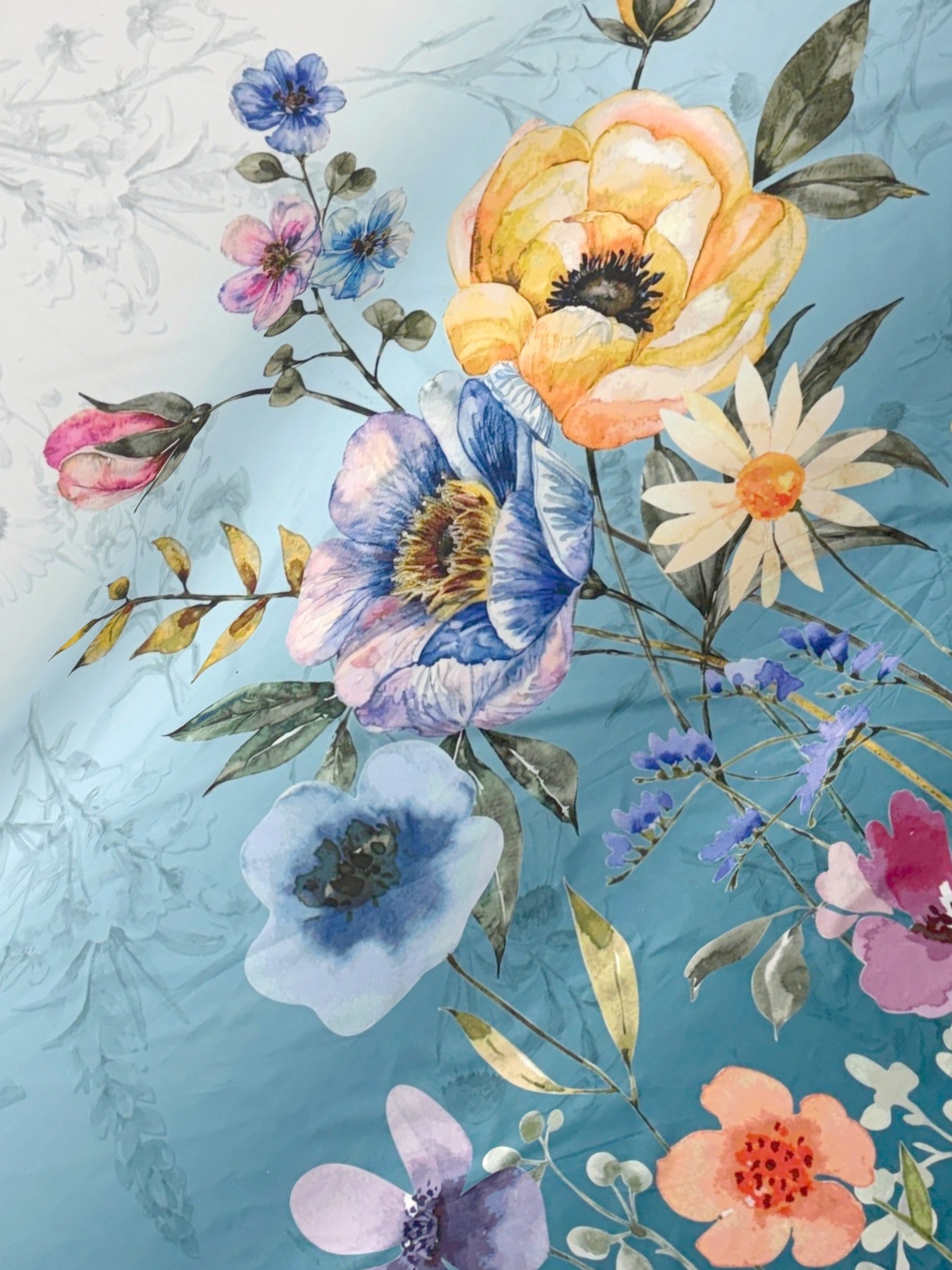 A-5076 - Poly Cotton 130 GSM Queen Size Digital Print Double Bedsheet (228X254) with Two Pillow Covers (43X69)