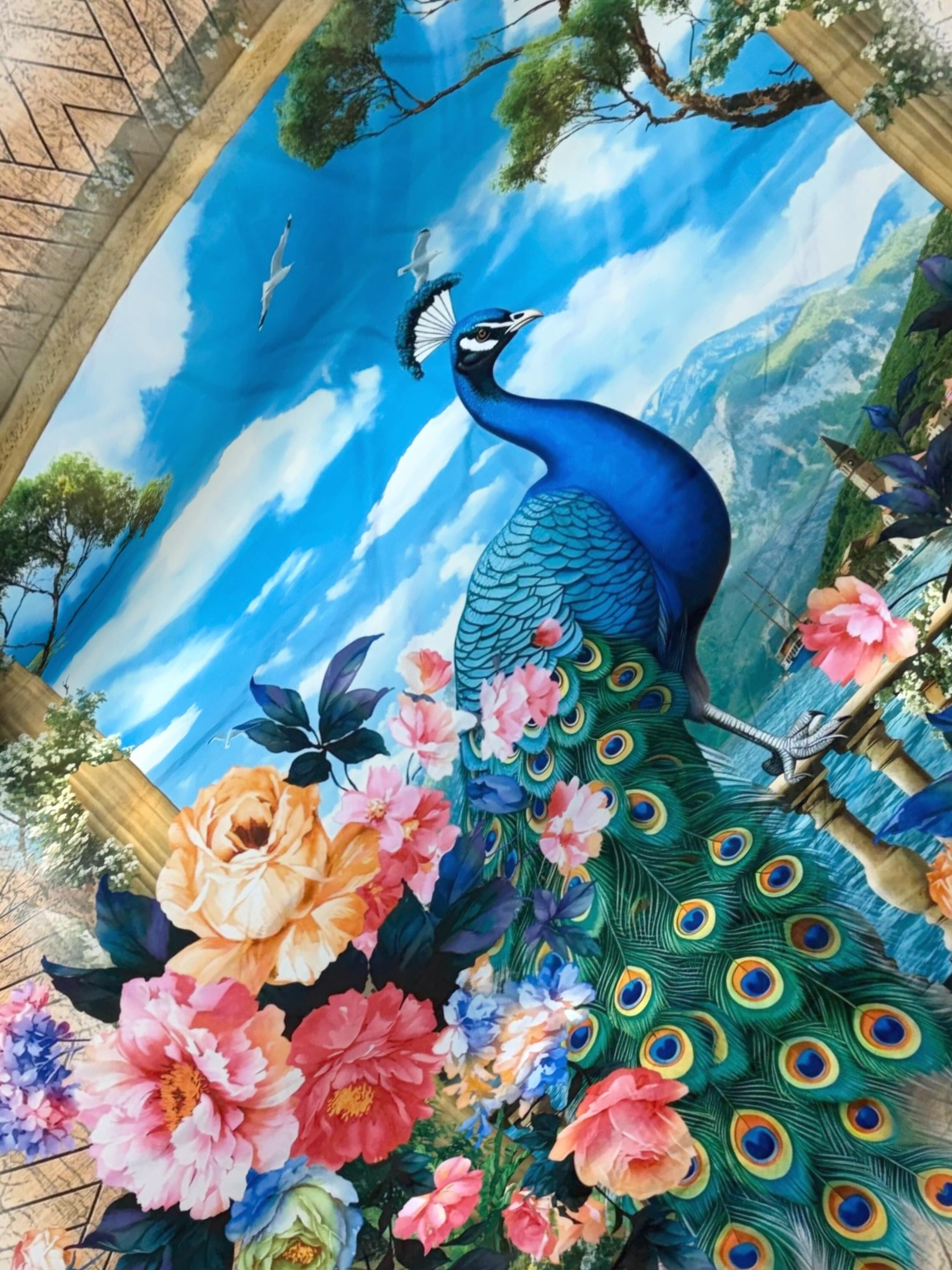 A-5078 - Poly Cotton 130 GSM Queen Size Digital Print Double Bedsheet (228X254) with Two Pillow Covers (43X69)