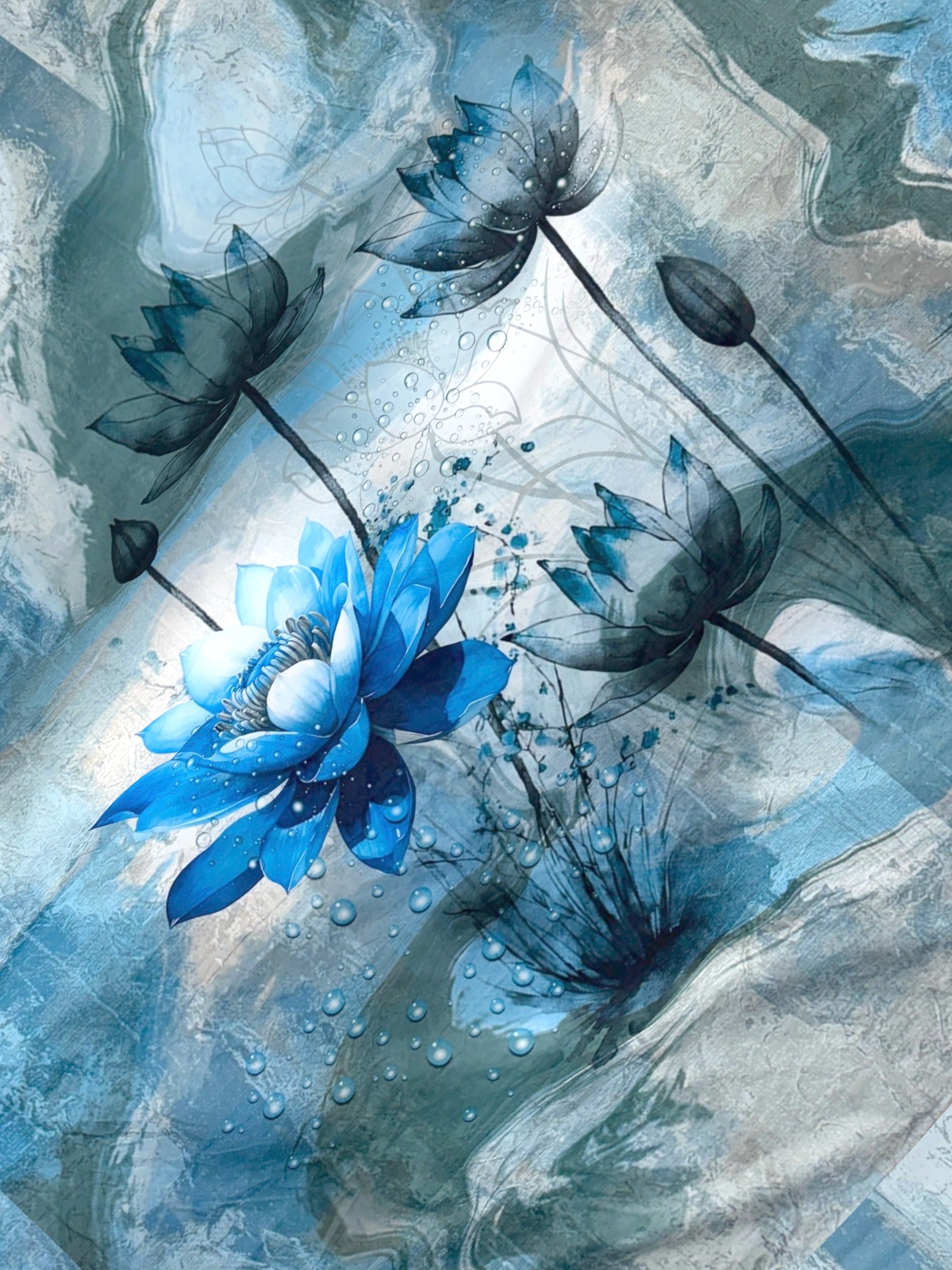 A-5079 - Poly Cotton 130 GSM Queen Size Digital Print Double Bedsheet (228X254) with Two Pillow Covers (43X69)