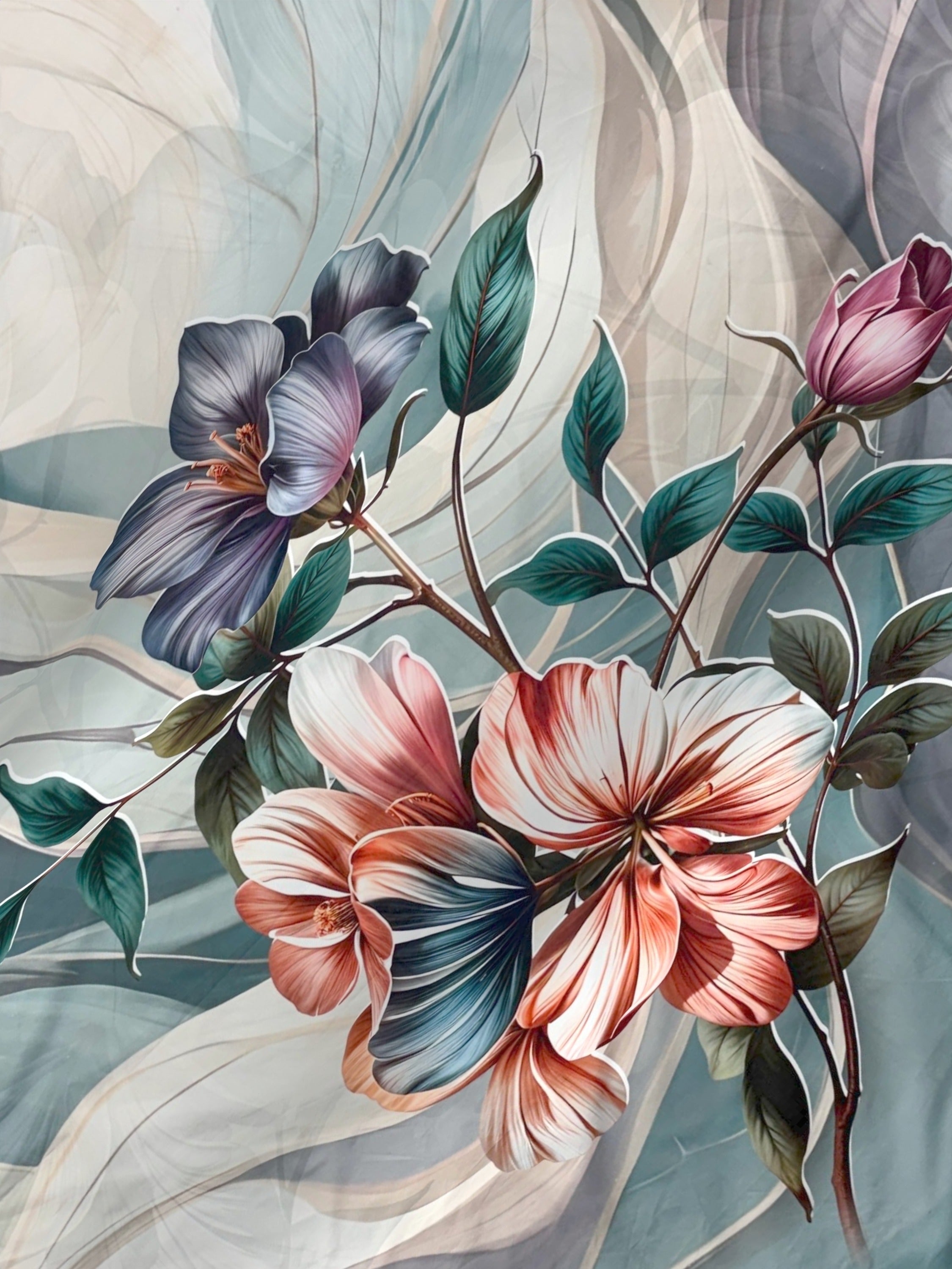 A-5081 - Poly Cotton 130 GSM Queen Size Digital Print Double Bedsheet (228X254) with Two Pillow Covers (43X69)