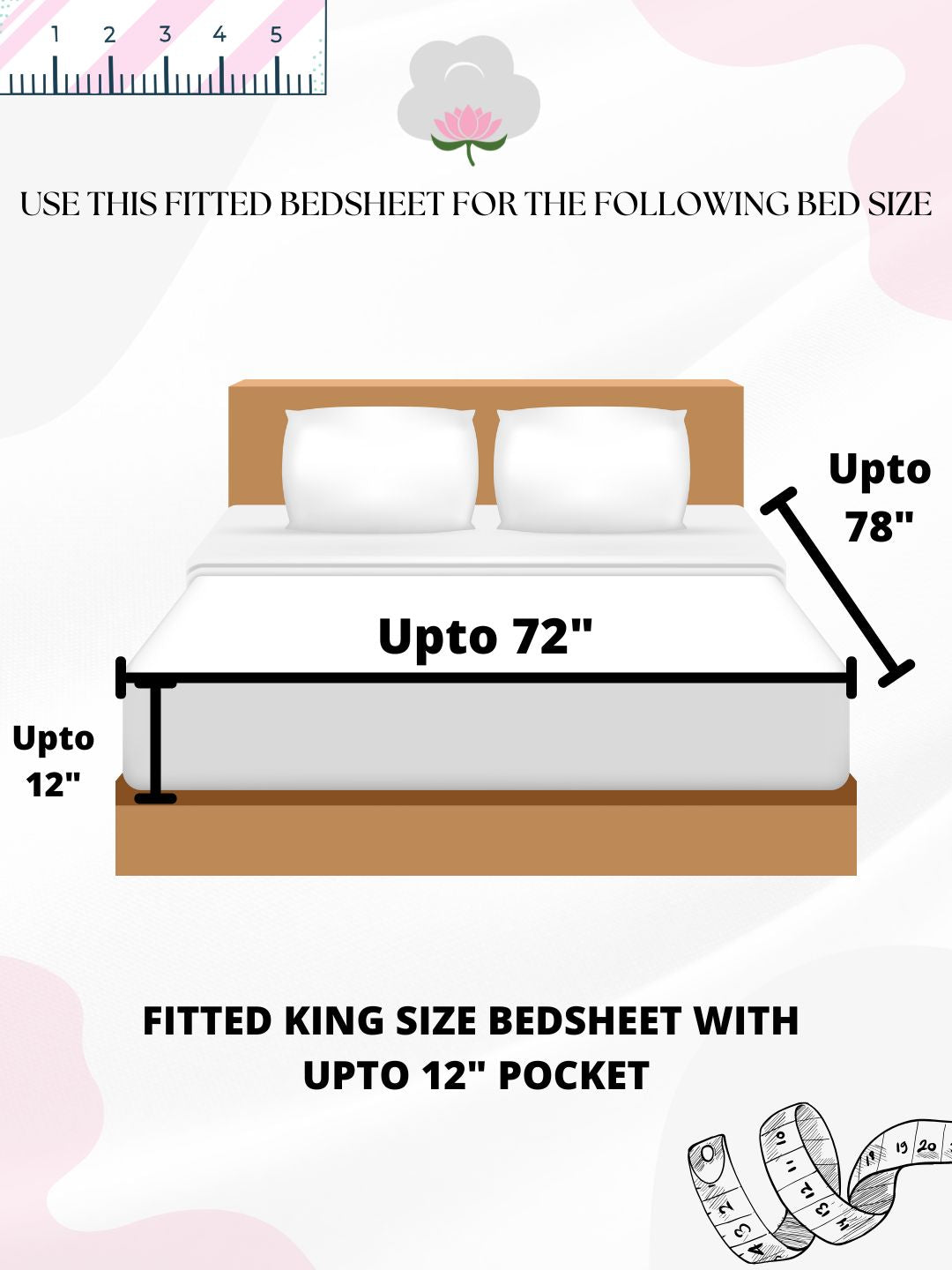 Pure Decor Pure Cotton King Size Fitted Bedsheet
