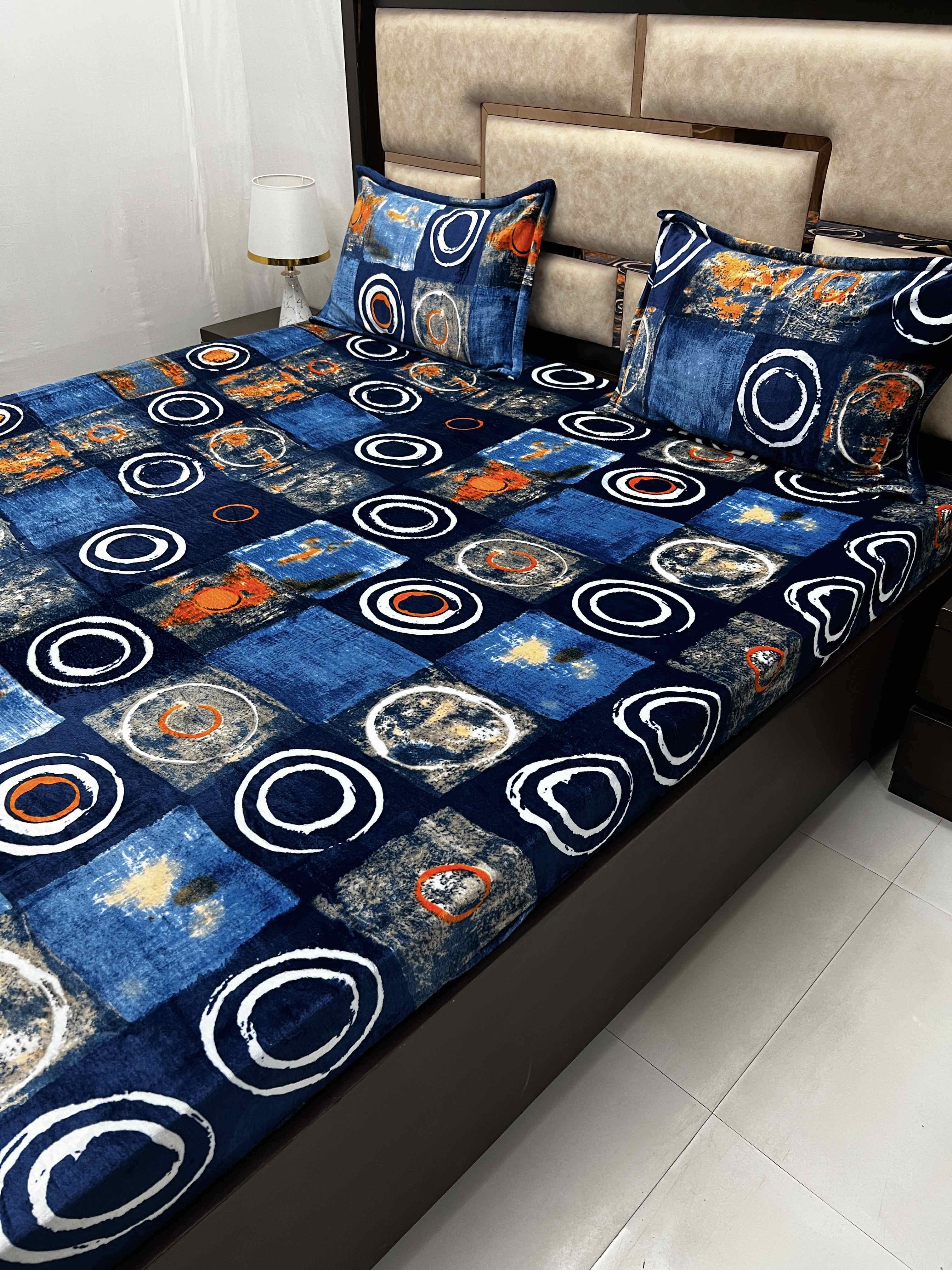Cozy Collection Pure Decor Flannel 130 GSM King Size Warm Bedsheet (241X241) with Two Pillow Covers with Zipper (41X64)