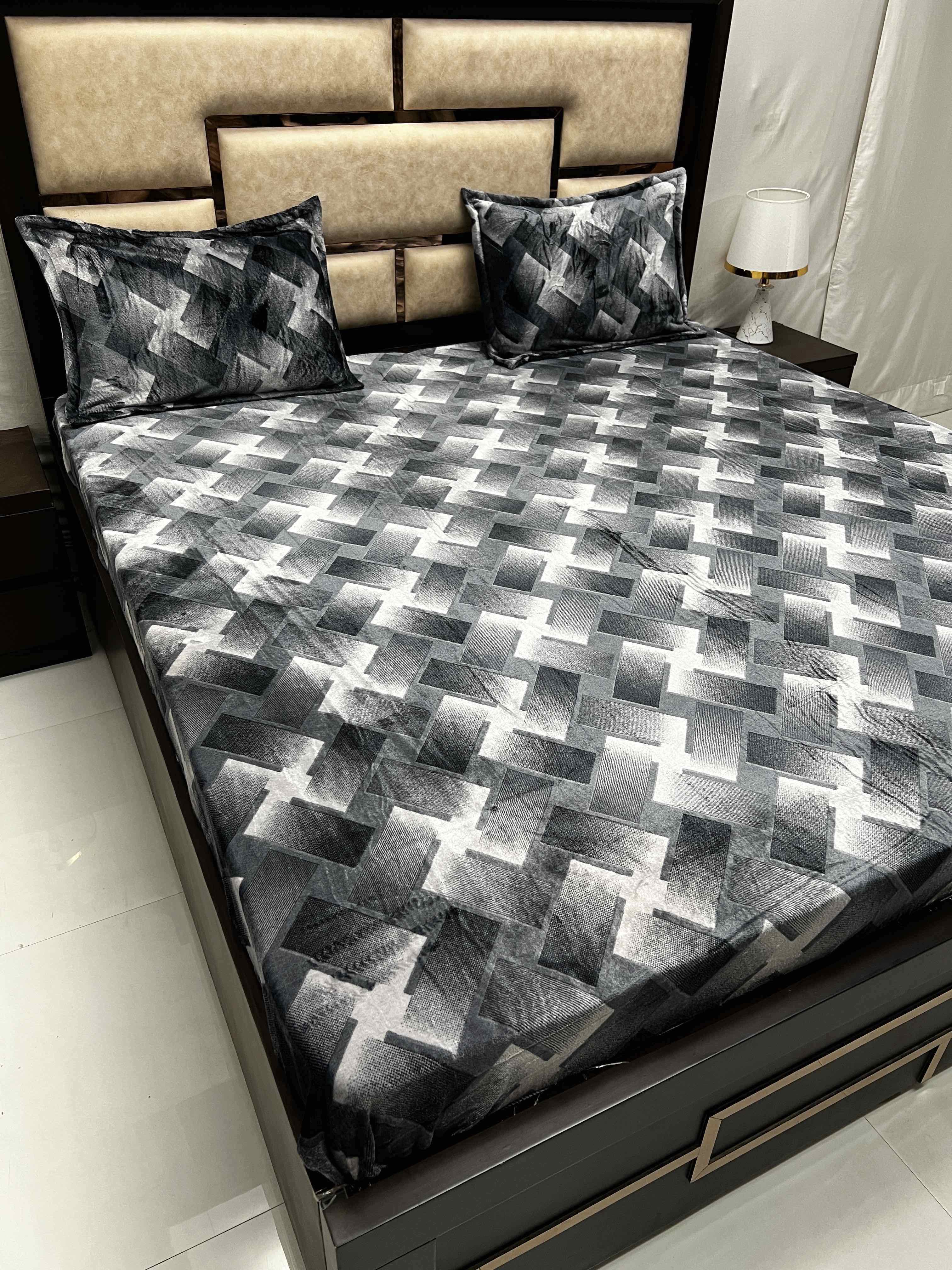 Cozy Collection Pure Decor Flannel 130 GSM King Size Warm Bedsheet (241X241) with Two Pillow Covers with Zipper (41X64)