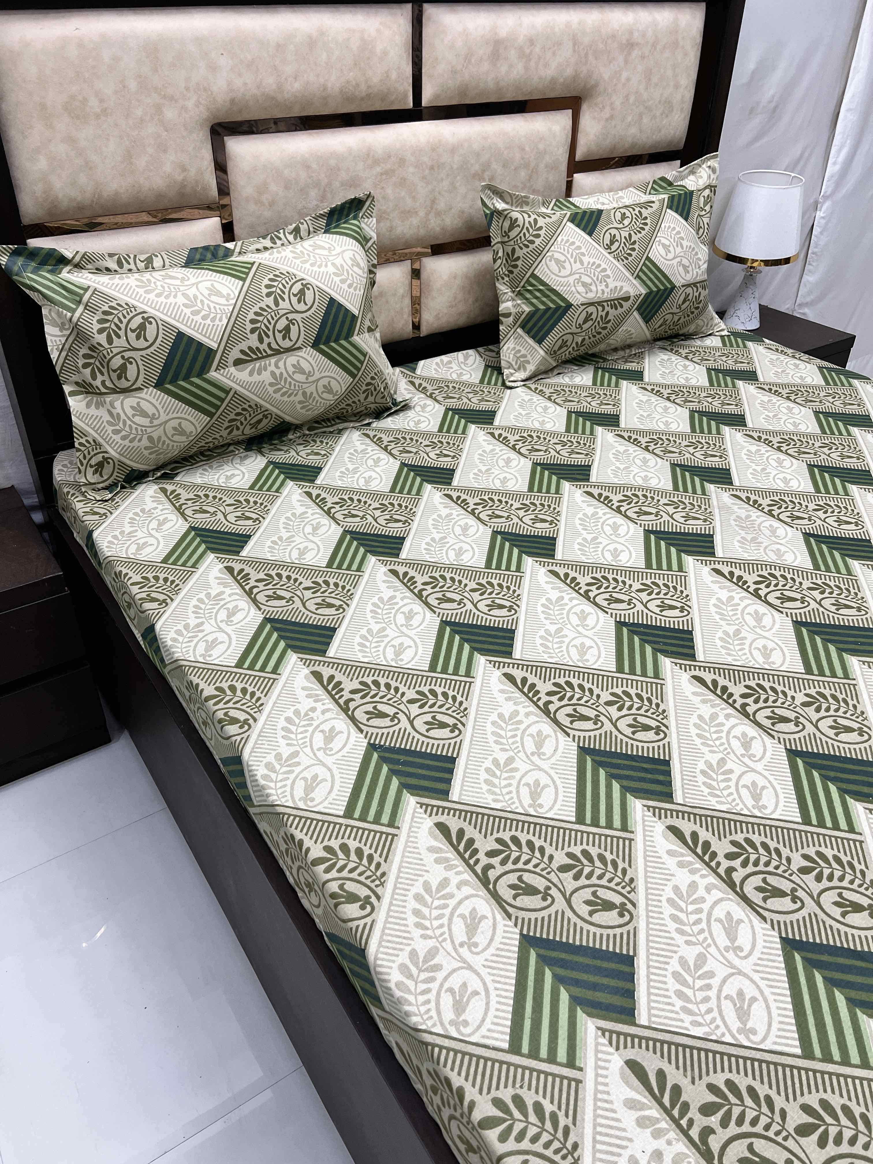 Casement Collection Pure Decor Pure Cotton 210 TC Queen Size Double Bedsheet (228X254) with Two Pillow Covers (43X68)