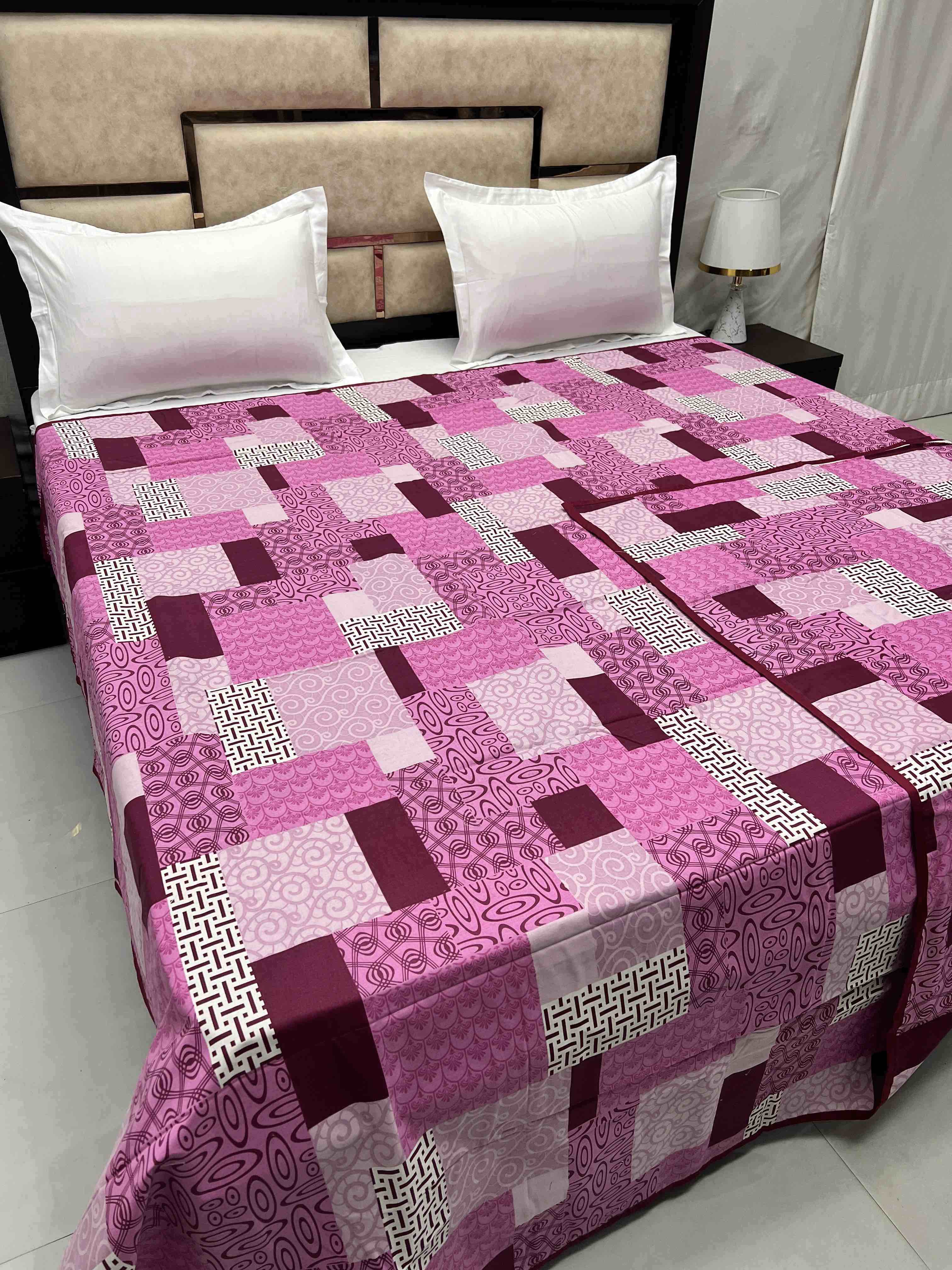 Batik Collection Pure Decor Pure Cotton 180 TC King Size Duvet Cover / Razaai Cover / Quilt Cover / Dohar Cover (223X243) for Double Bed Size with Heavy Zipper