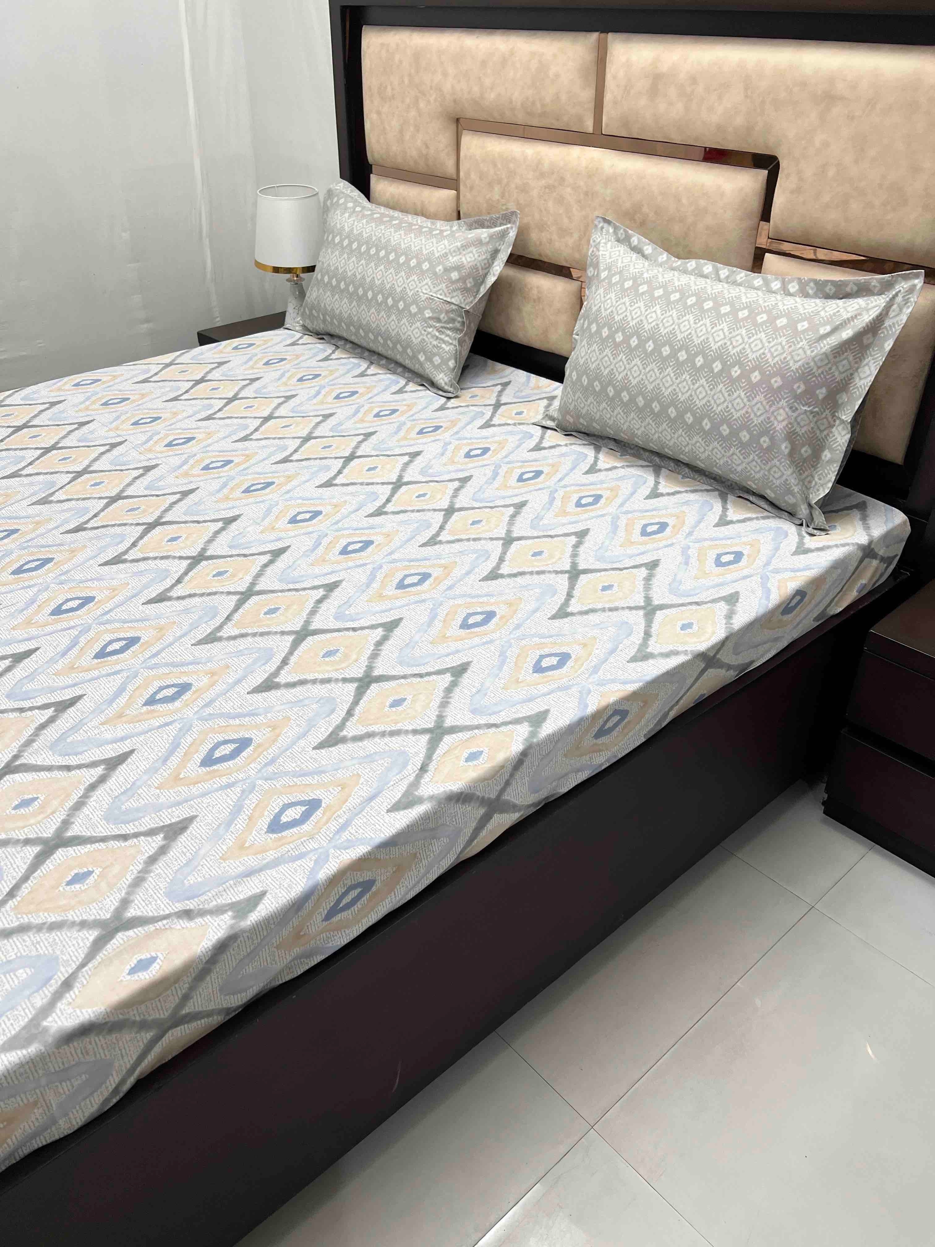 A-3305 - Pure Cotton 210 TC King Size Double Bedsheet (274X274) with Two Pillow Covers (50X76)