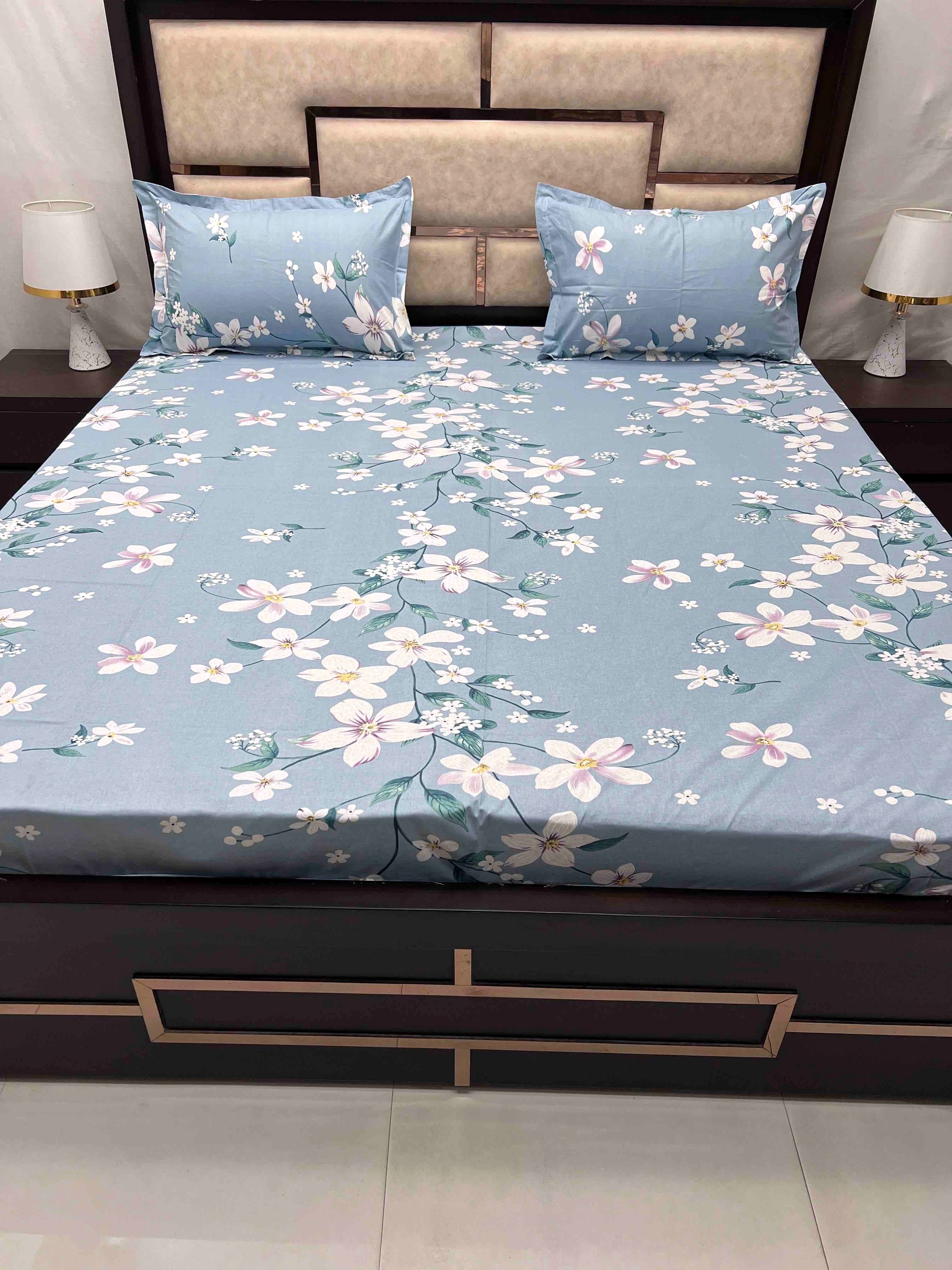 Passion Collection Pure Decor Pure Cotton 180 TC Queen Size Double Bedsheet (228X254) with Two Pillow Covers (43X68)
