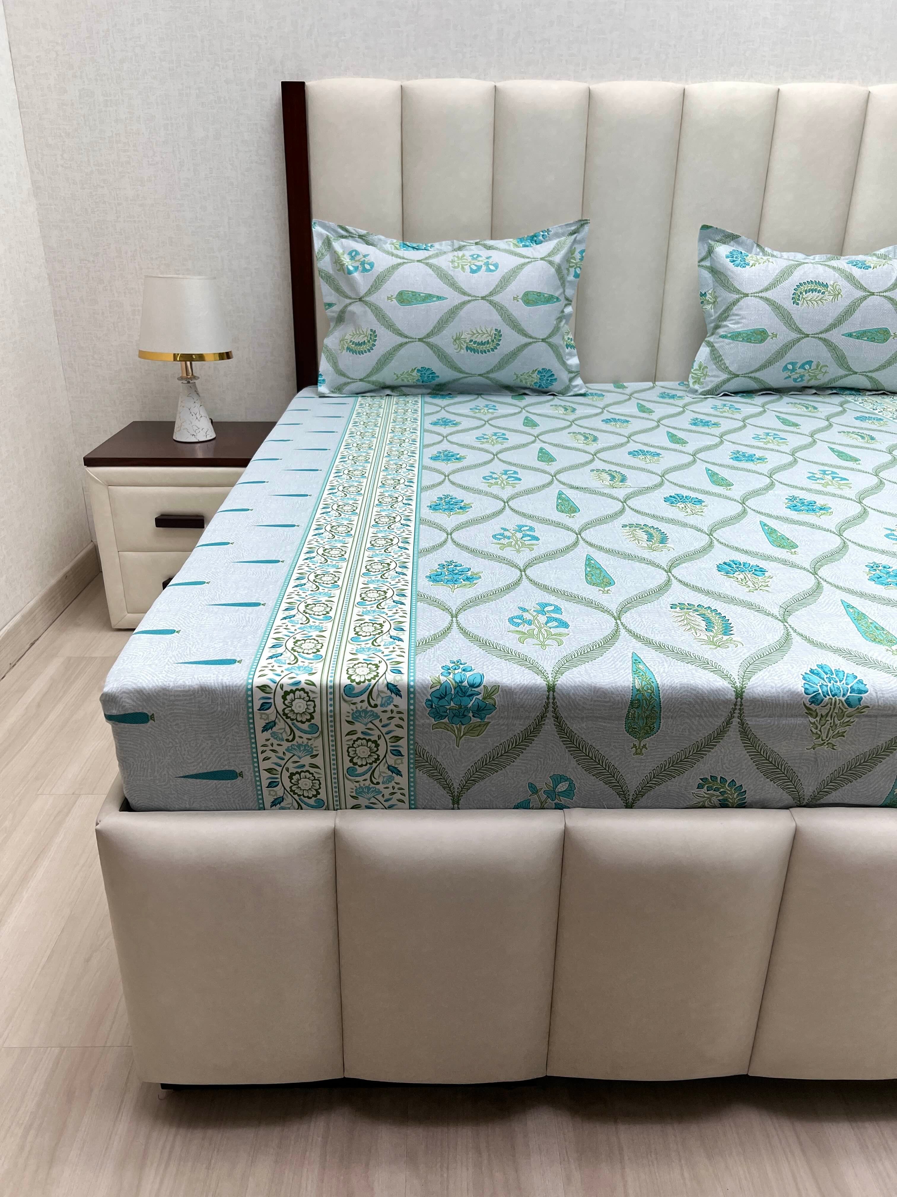 A-4811 - Pure Cotton 250 TC Queen Size Double Bedsheet (228X254) with Two Pillow Covers (43X68)