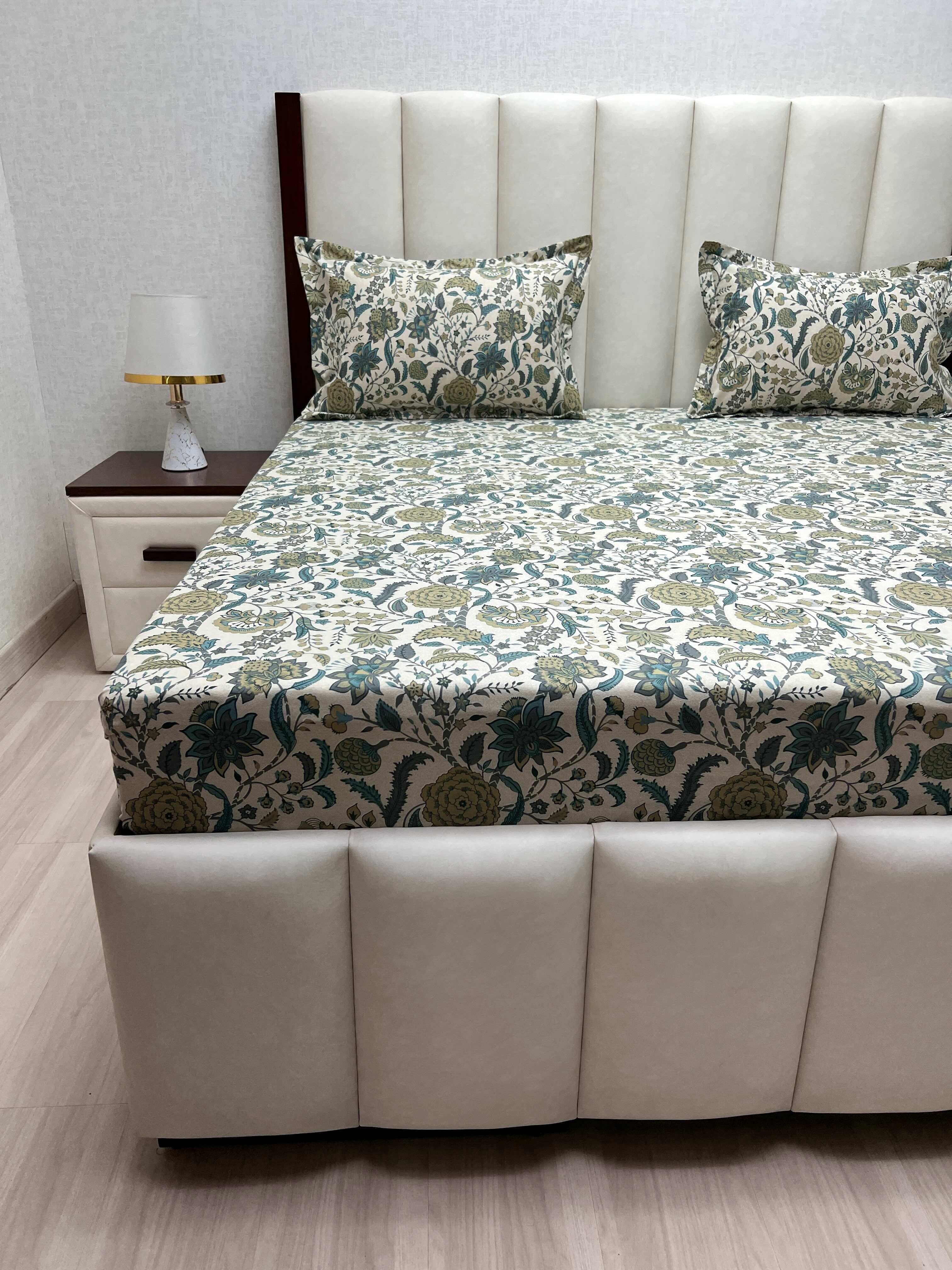 A-4832 - Pure Cotton 250 TC Queen Size Double Bedsheet (228X254) with Two Pillow Covers (43X68)