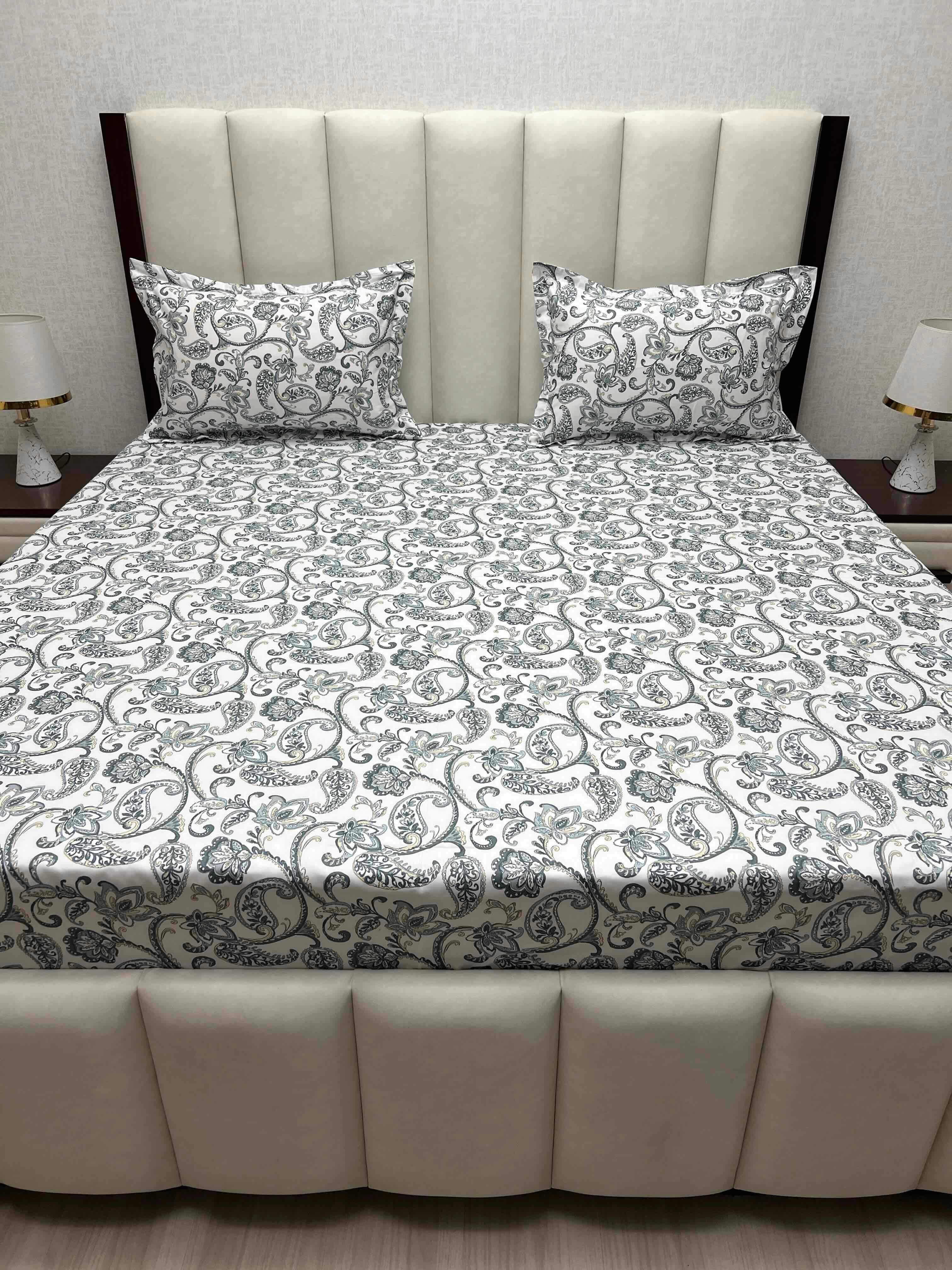 A-4835 - Pure Cotton 250 TC Queen Size Double Bedsheet (228X254) with Two Pillow Covers (43X68)