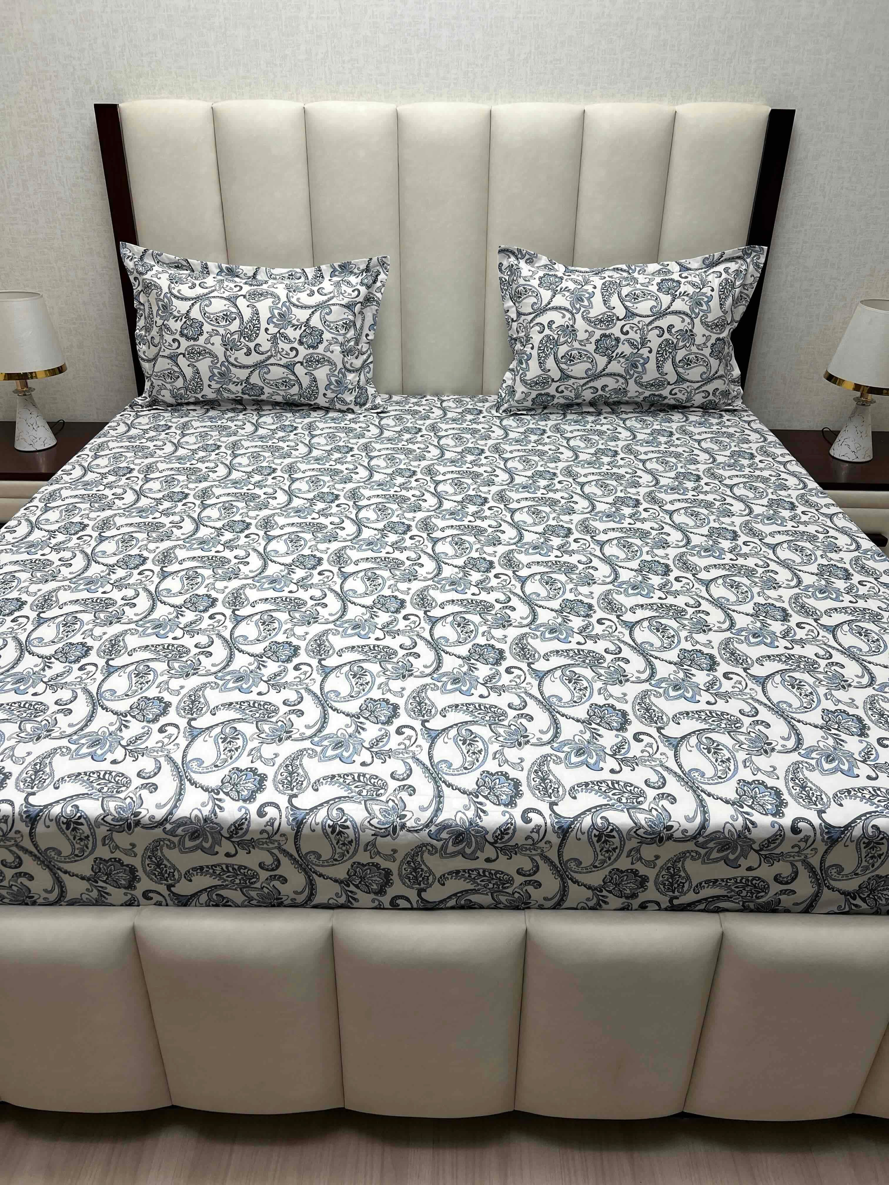 A-4836 - Pure Cotton 250 TC Queen Size Double Bedsheet (228X254) with Two Pillow Covers (43X68)