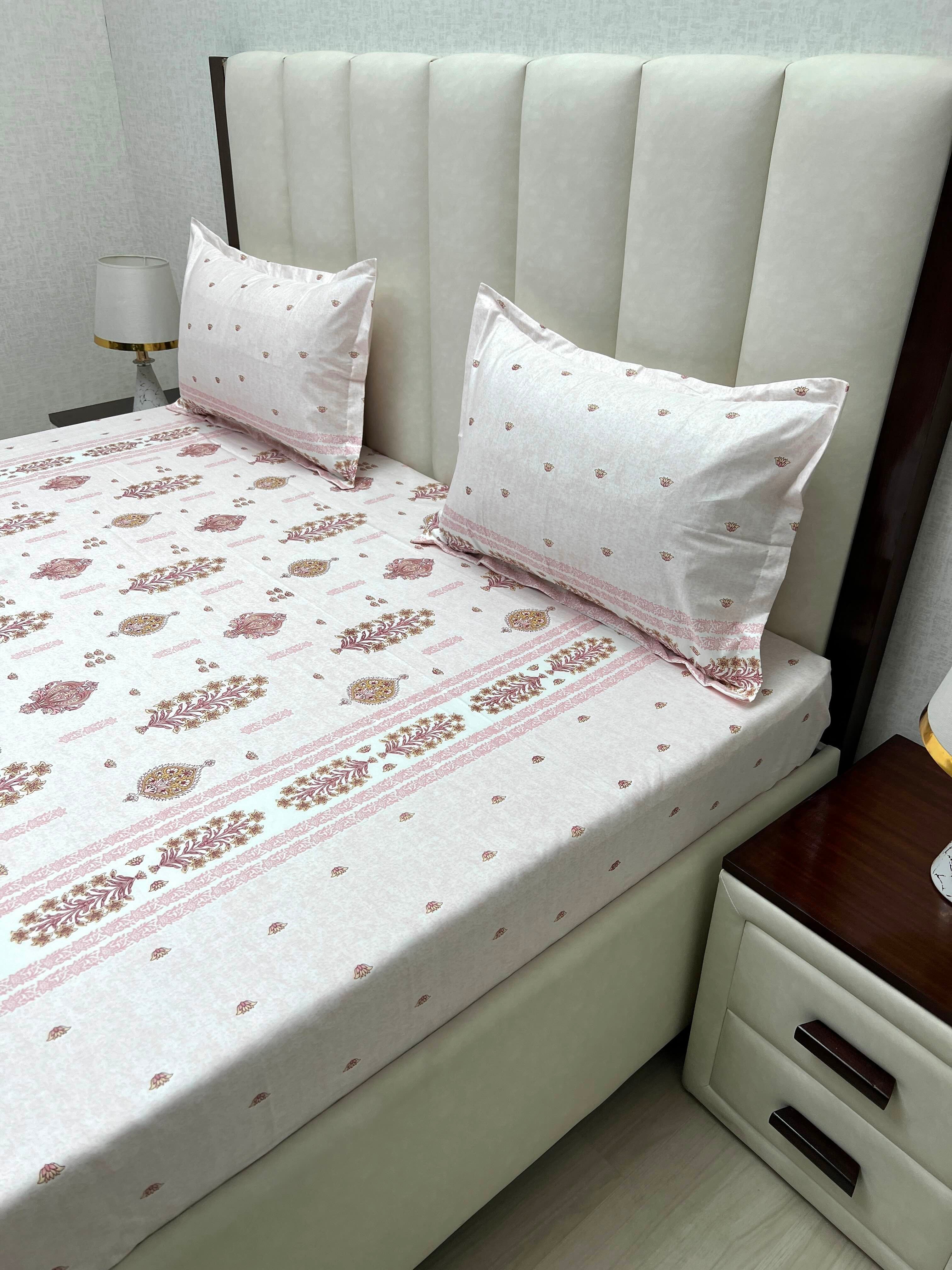 A-4839 - Pure Cotton 250 TC Queen Size Double Bedsheet (228X254) with Two Pillow Covers (43X68)