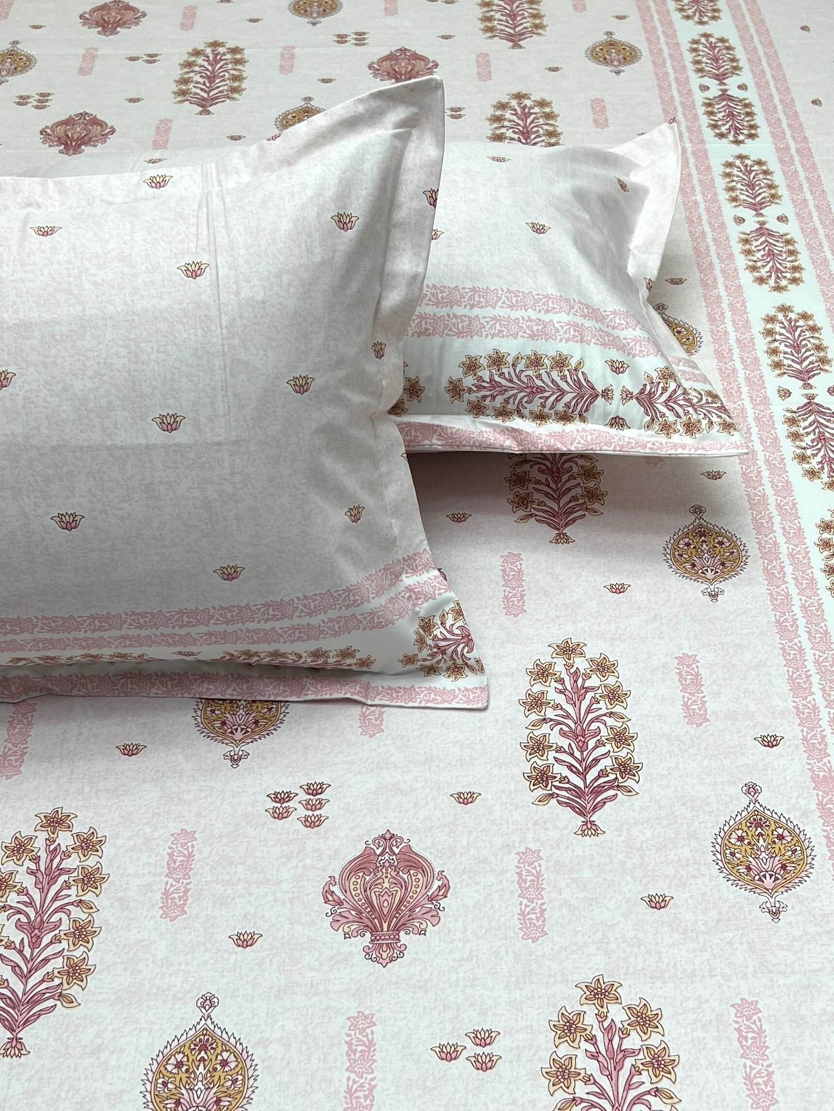 A-4839 - Pure Cotton 250 TC Queen Size Double Bedsheet (228X254) with Two Pillow Covers (43X68)